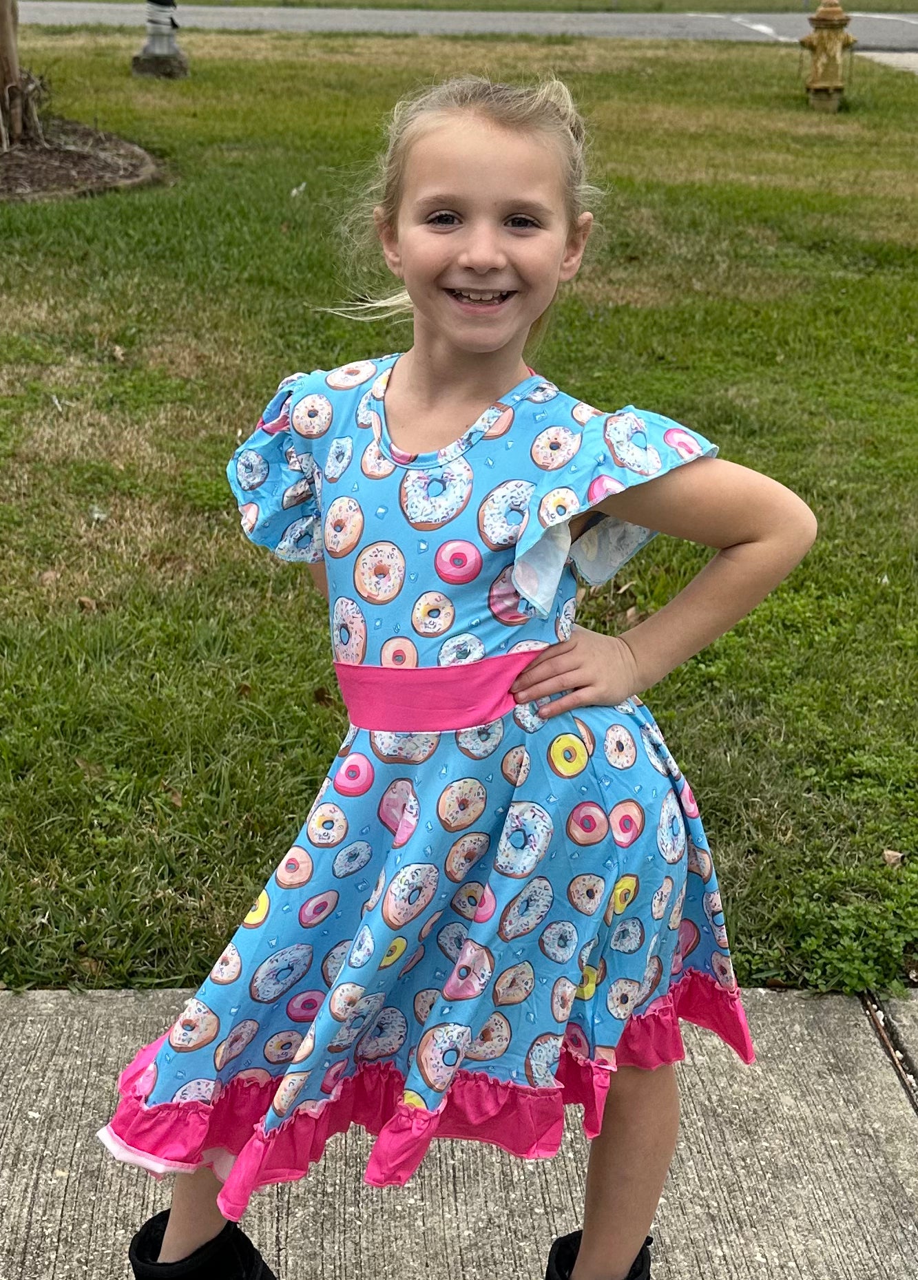 Donut Bow Back Twirl Dress