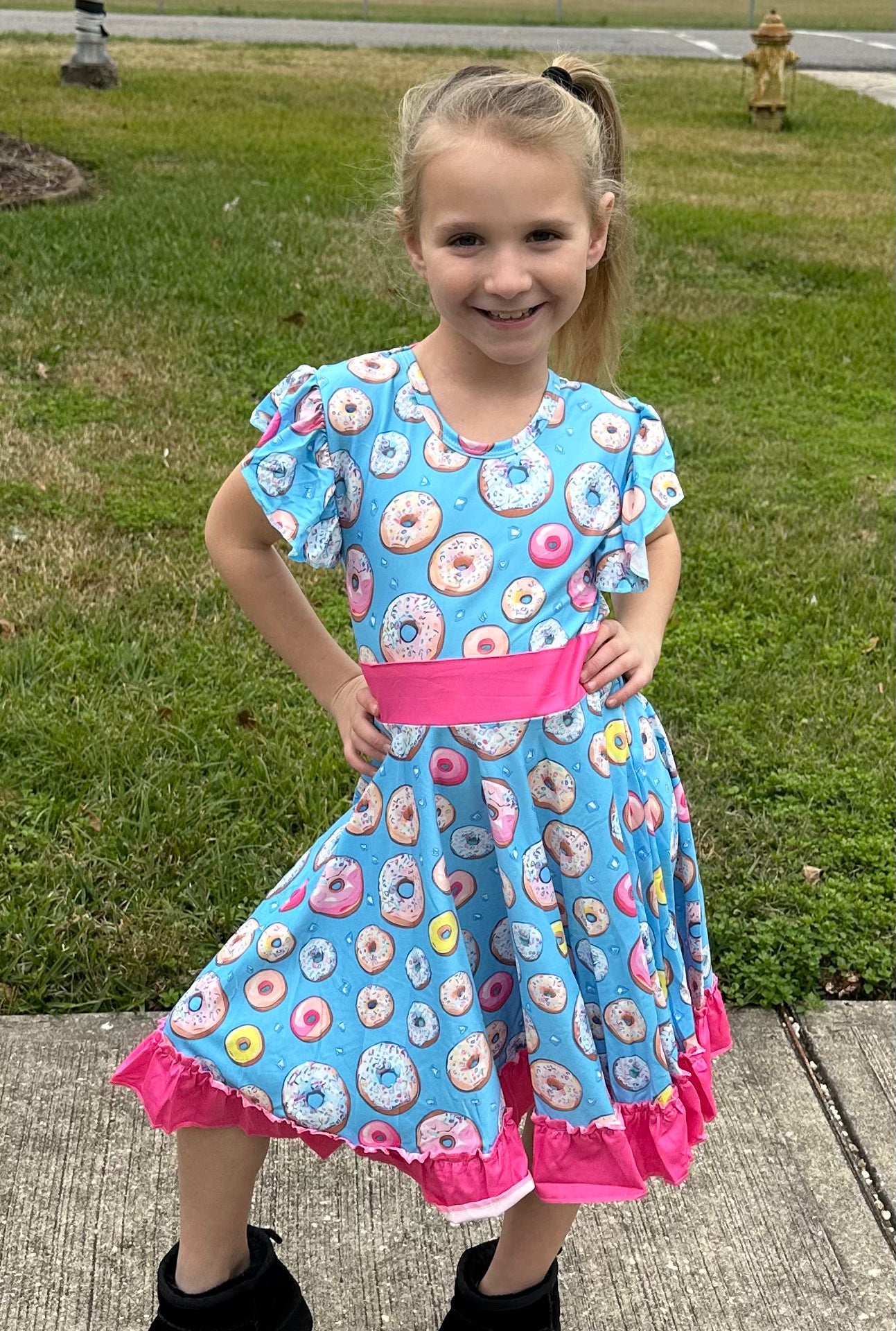 Donut Bow Back Twirl Dress
