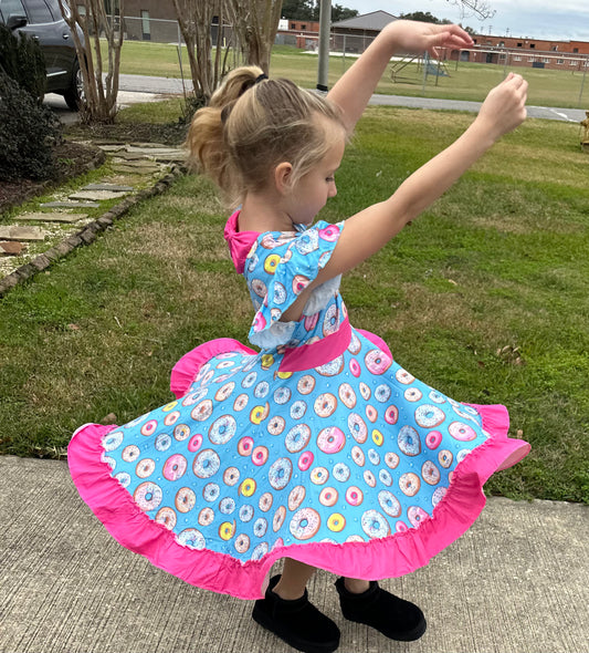 Donut Bow Back Twirl Dress