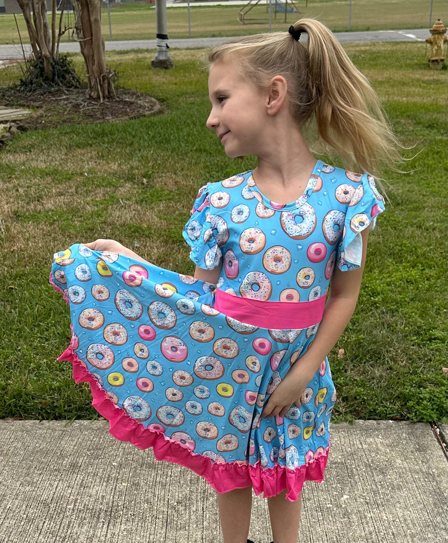 Donut Bow Back Twirl Dress
