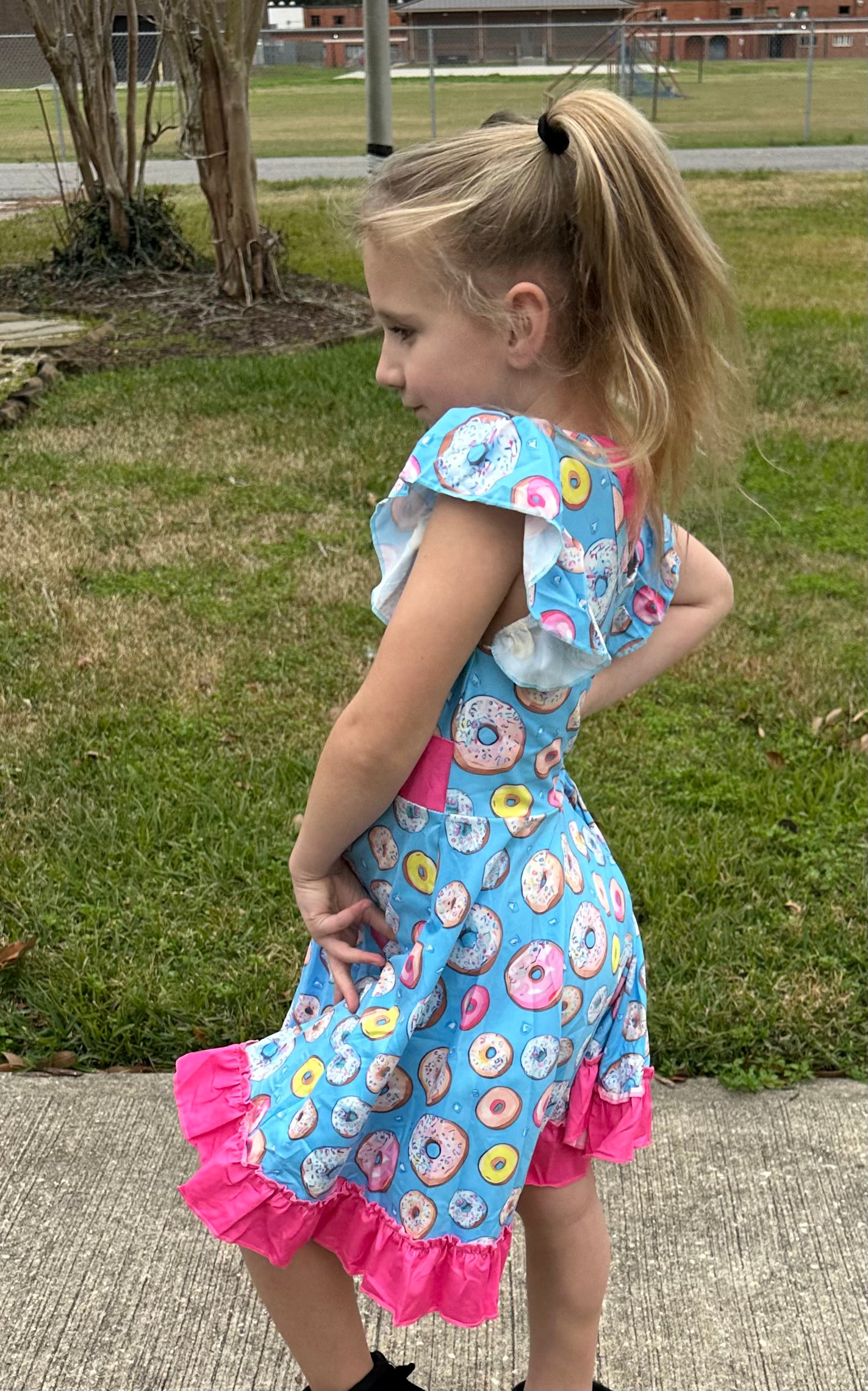 Donut Bow Back Twirl Dress