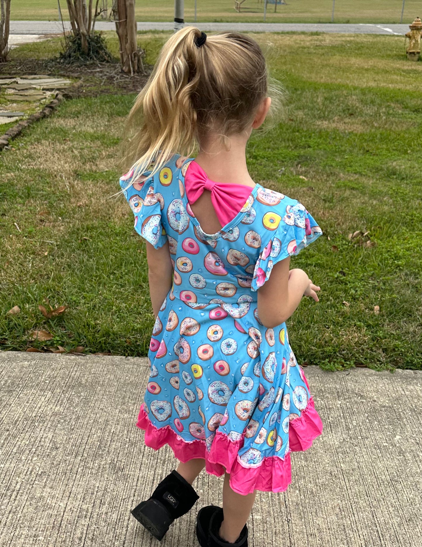 Donut Bow Back Twirl Dress