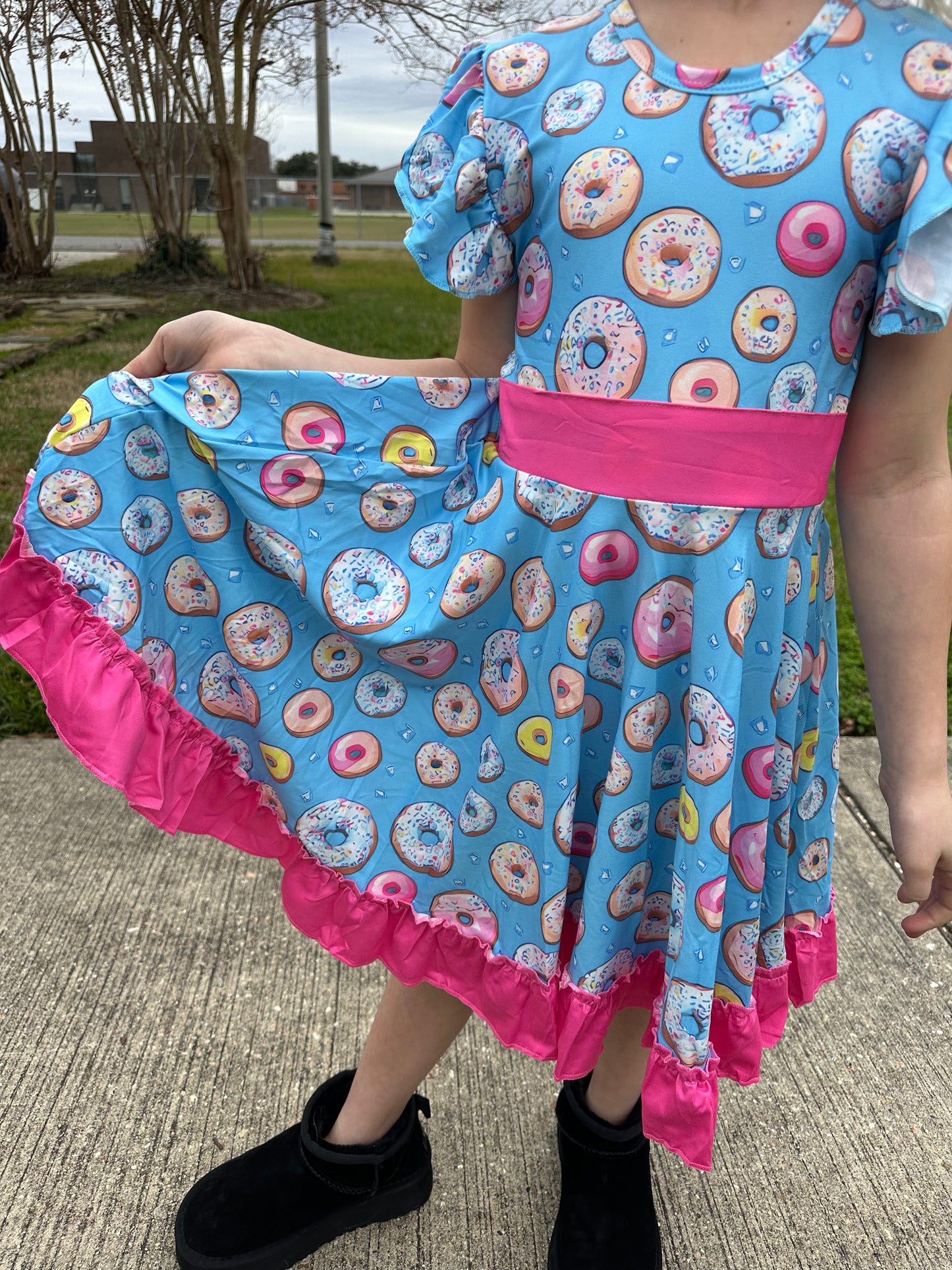 Donut Bow Back Twirl Dress