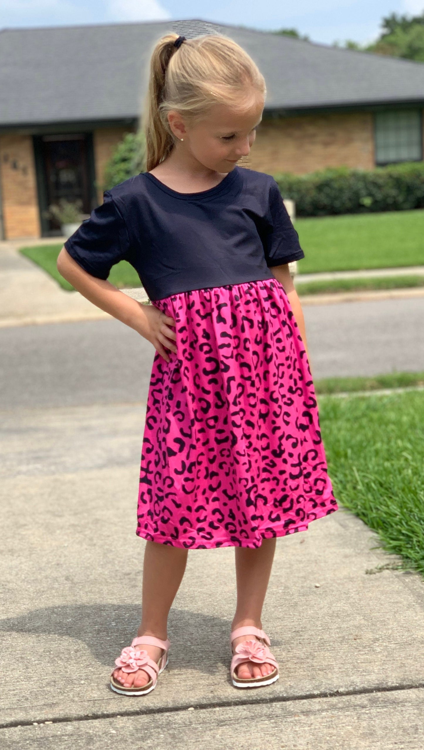 Pink Leopard Cap Dress