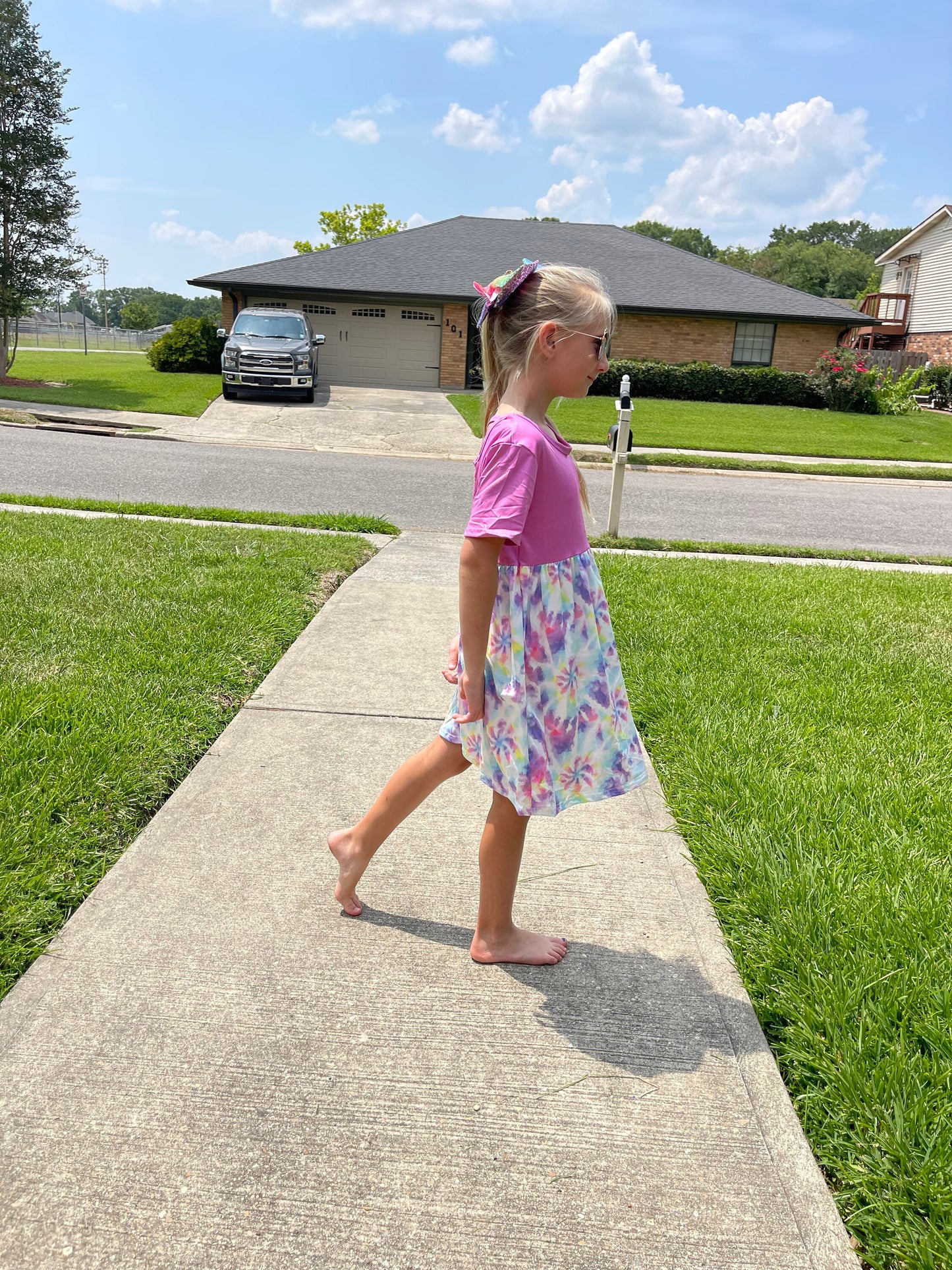 Pink Tye Die Cap Dress