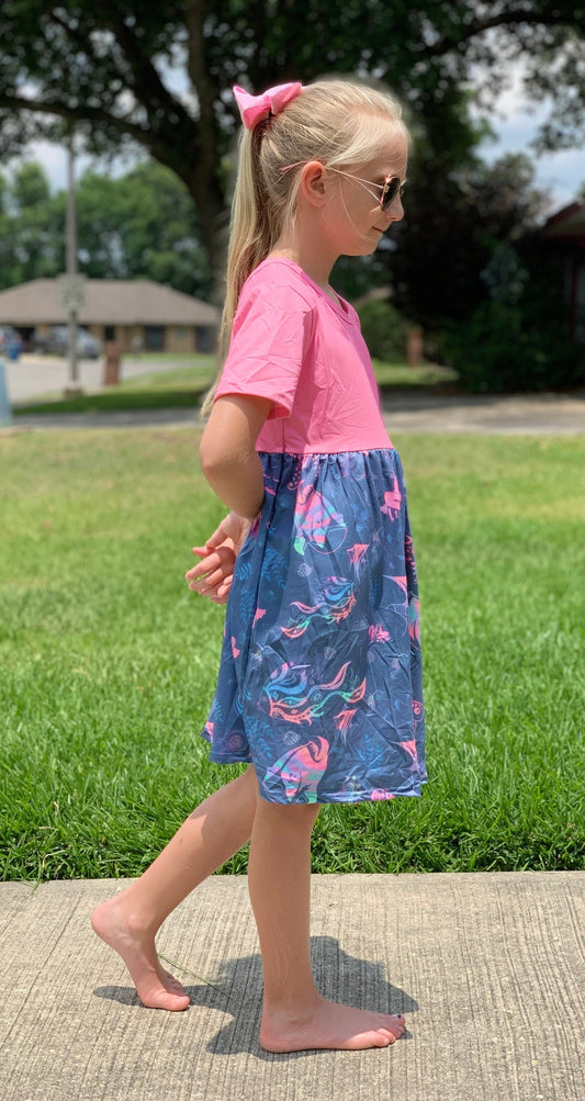 Watercolor SeaLife Cap Dress