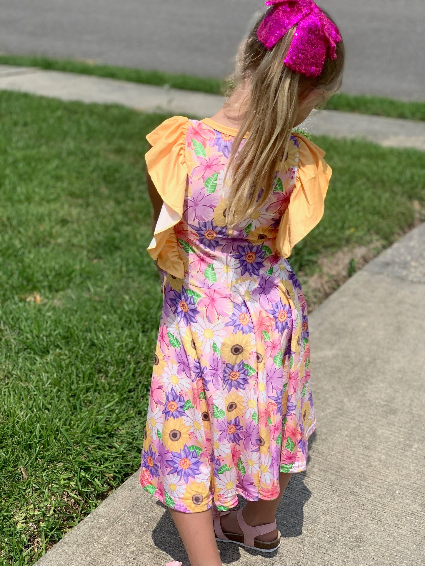 Yellow Floral Ruffle Tank