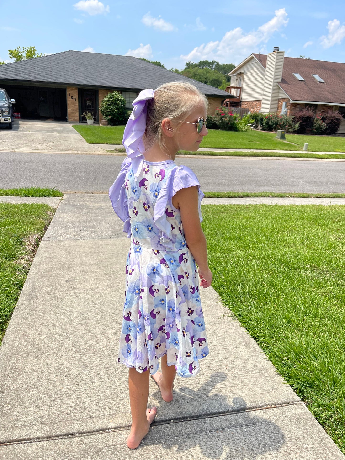 Purple Violets Ruffle Tank