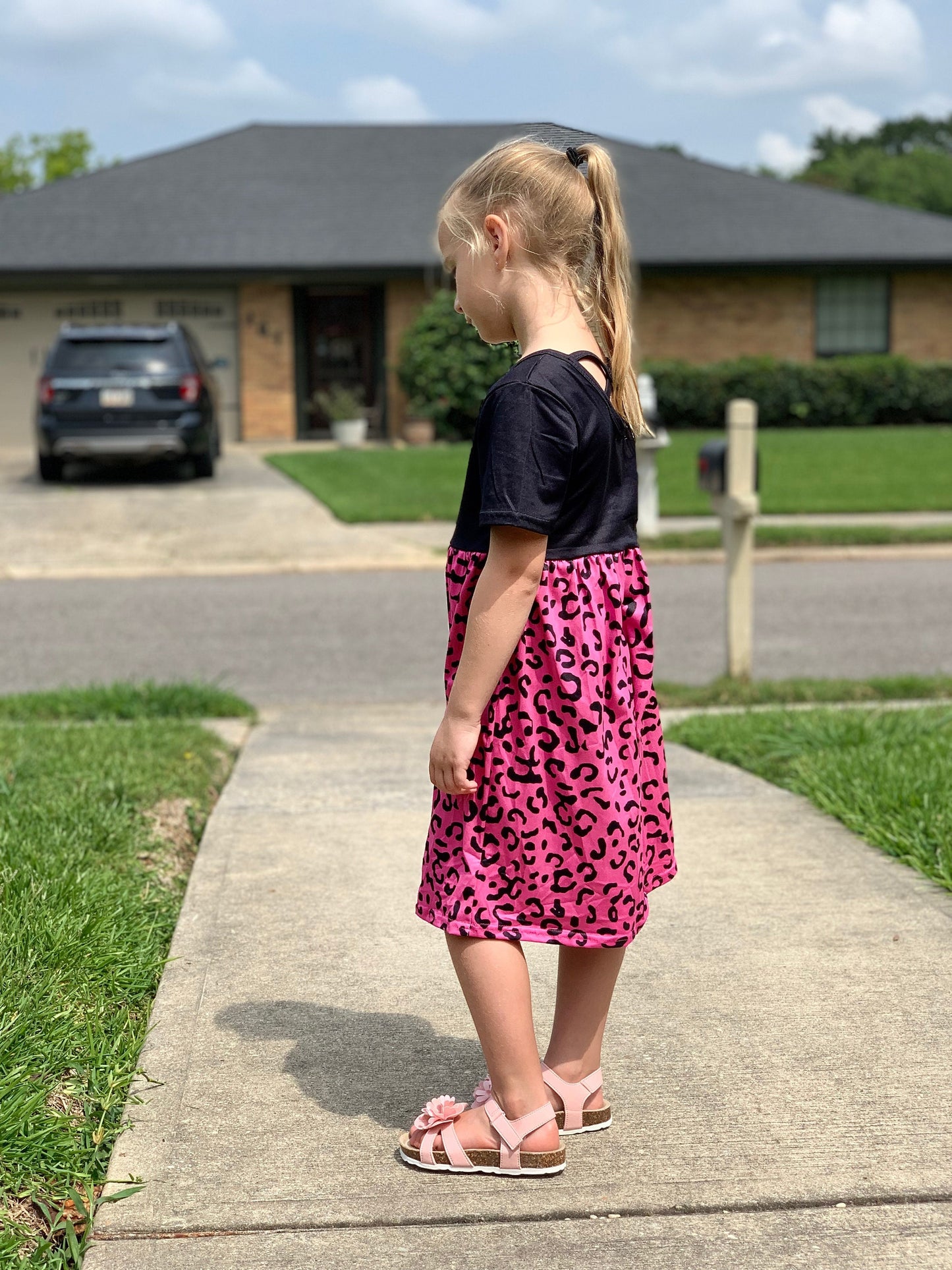 Pink Leopard Cap Dress