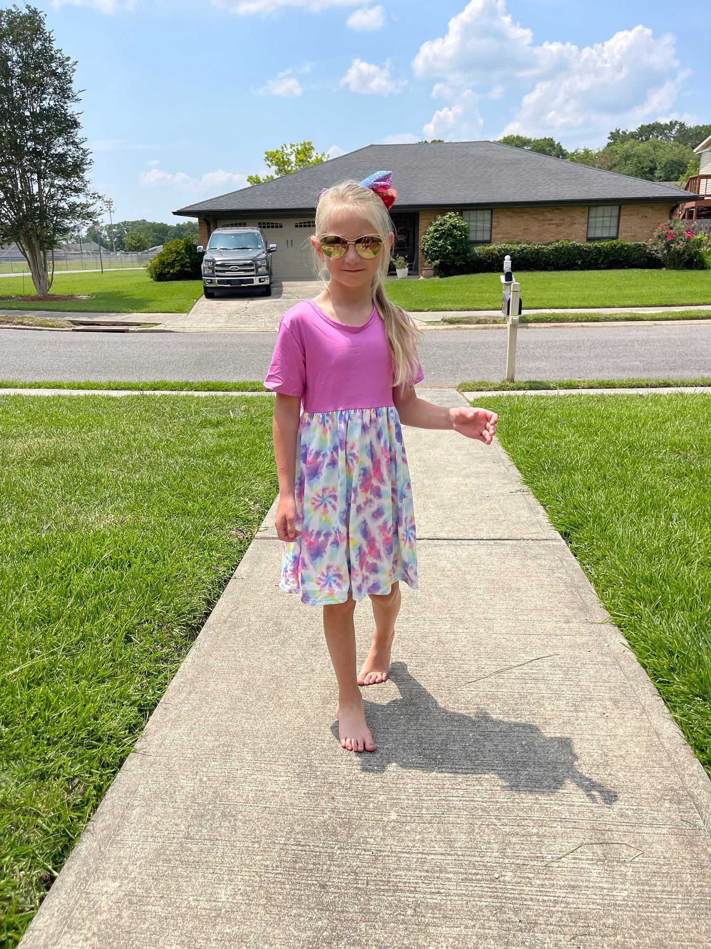 Pink Tye Die Cap Dress