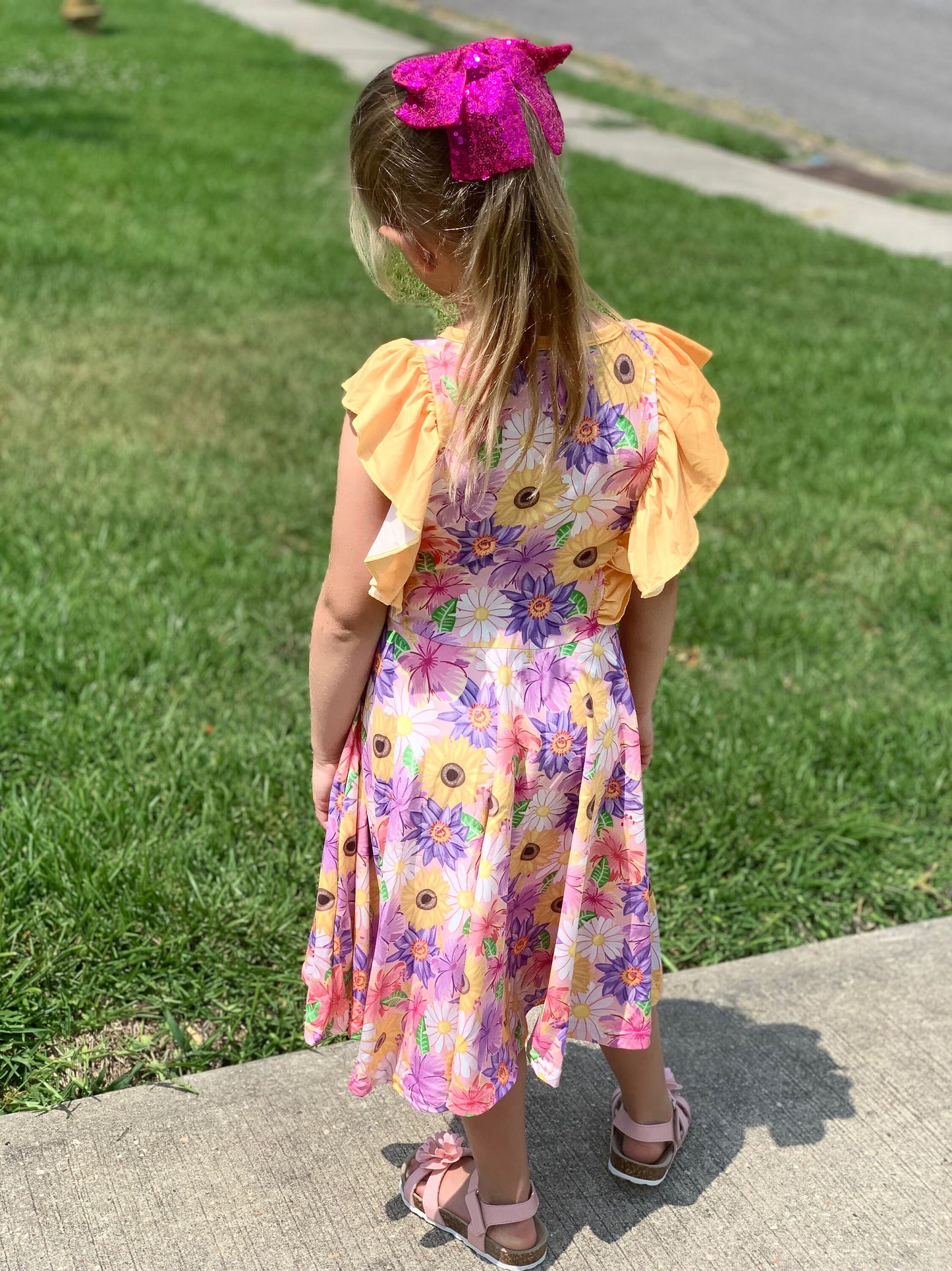 Yellow Floral Ruffle Tank