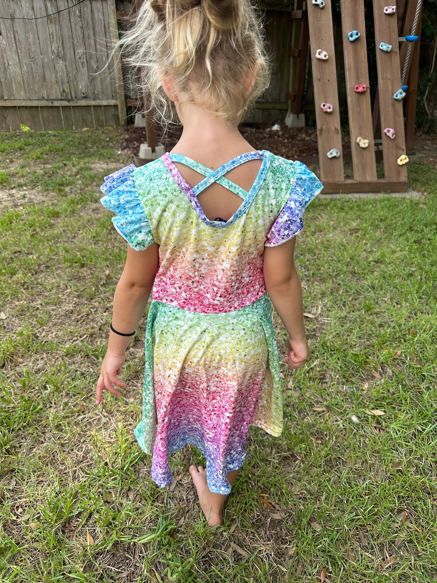 Rainbow sparkles flutter twirl dress