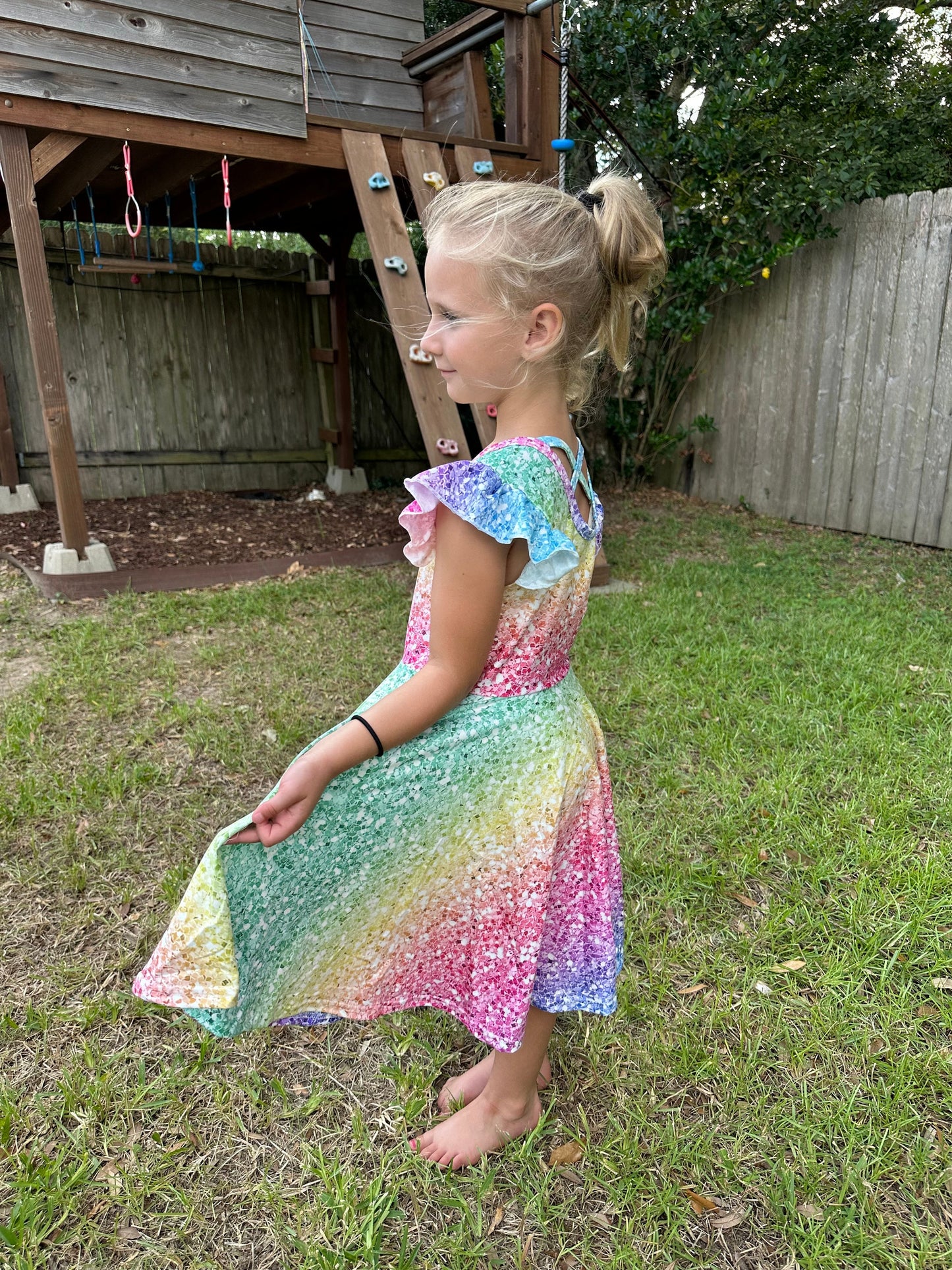 Rainbow sparkles flutter twirl dress