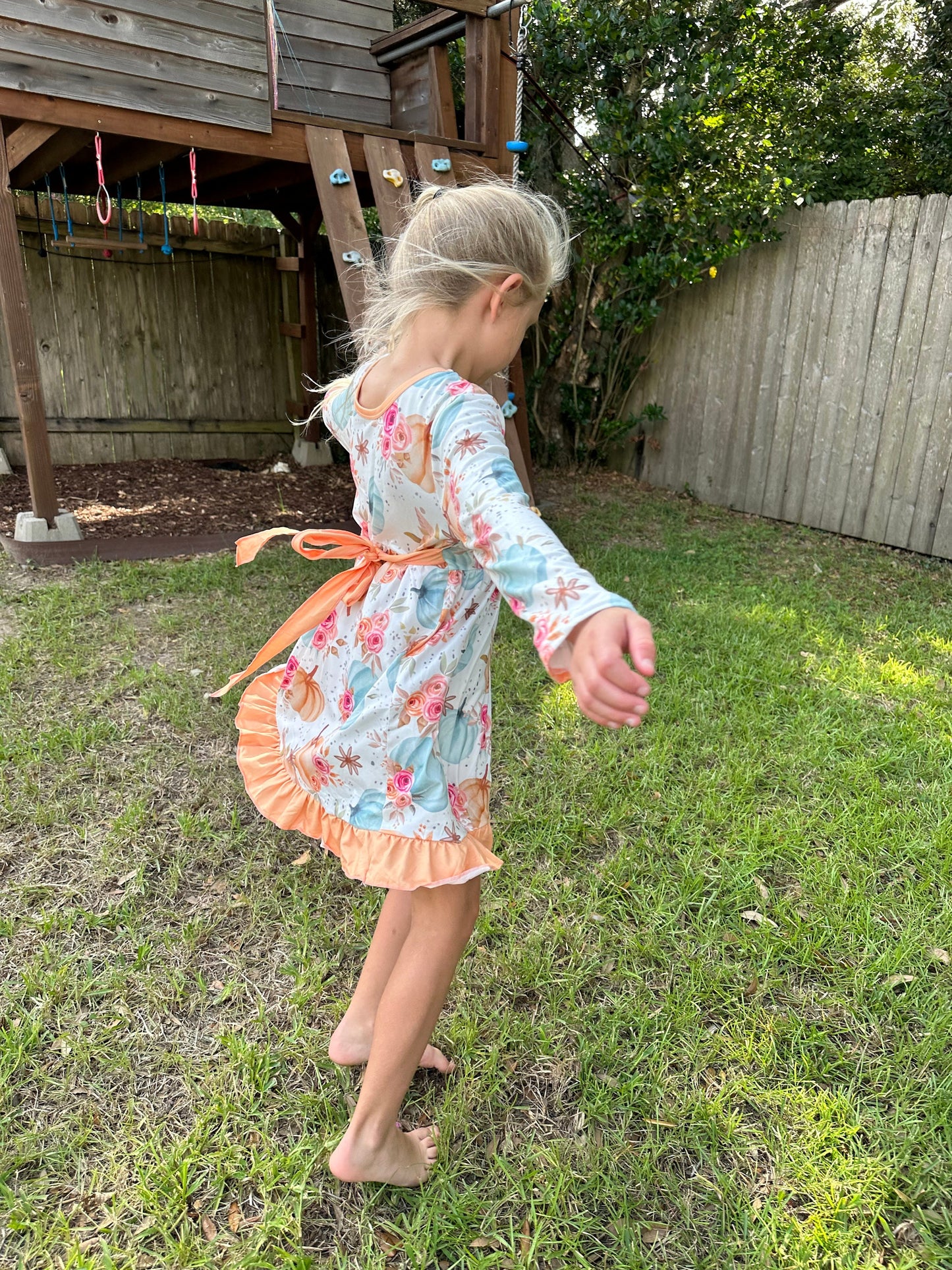 Floral Pumpkin Long sleeve dress