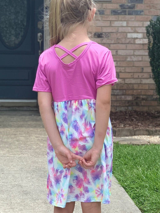 Pink Tye Die Cap Dress