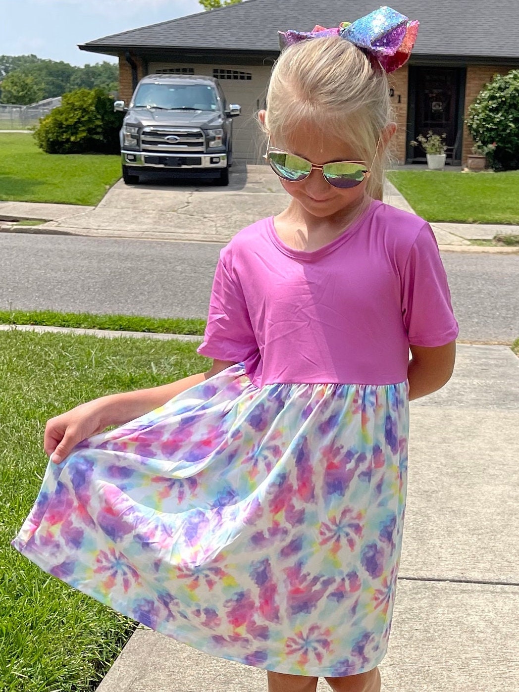 Pink Tye Die Cap Dress
