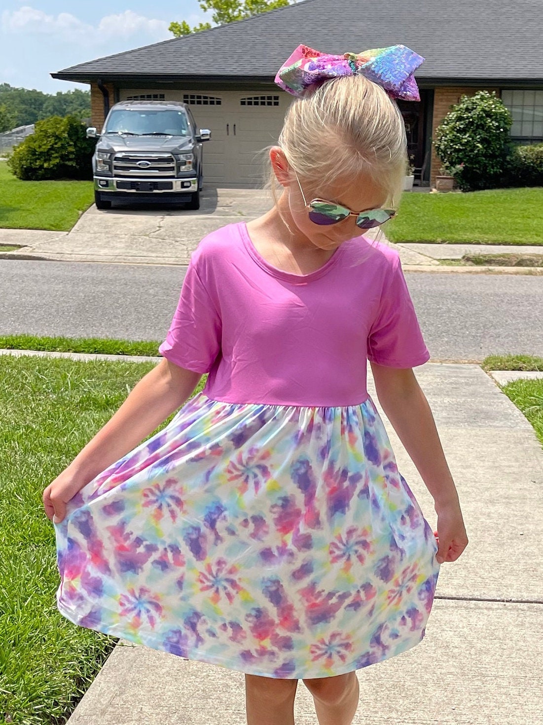Pink Tye Die Cap Dress