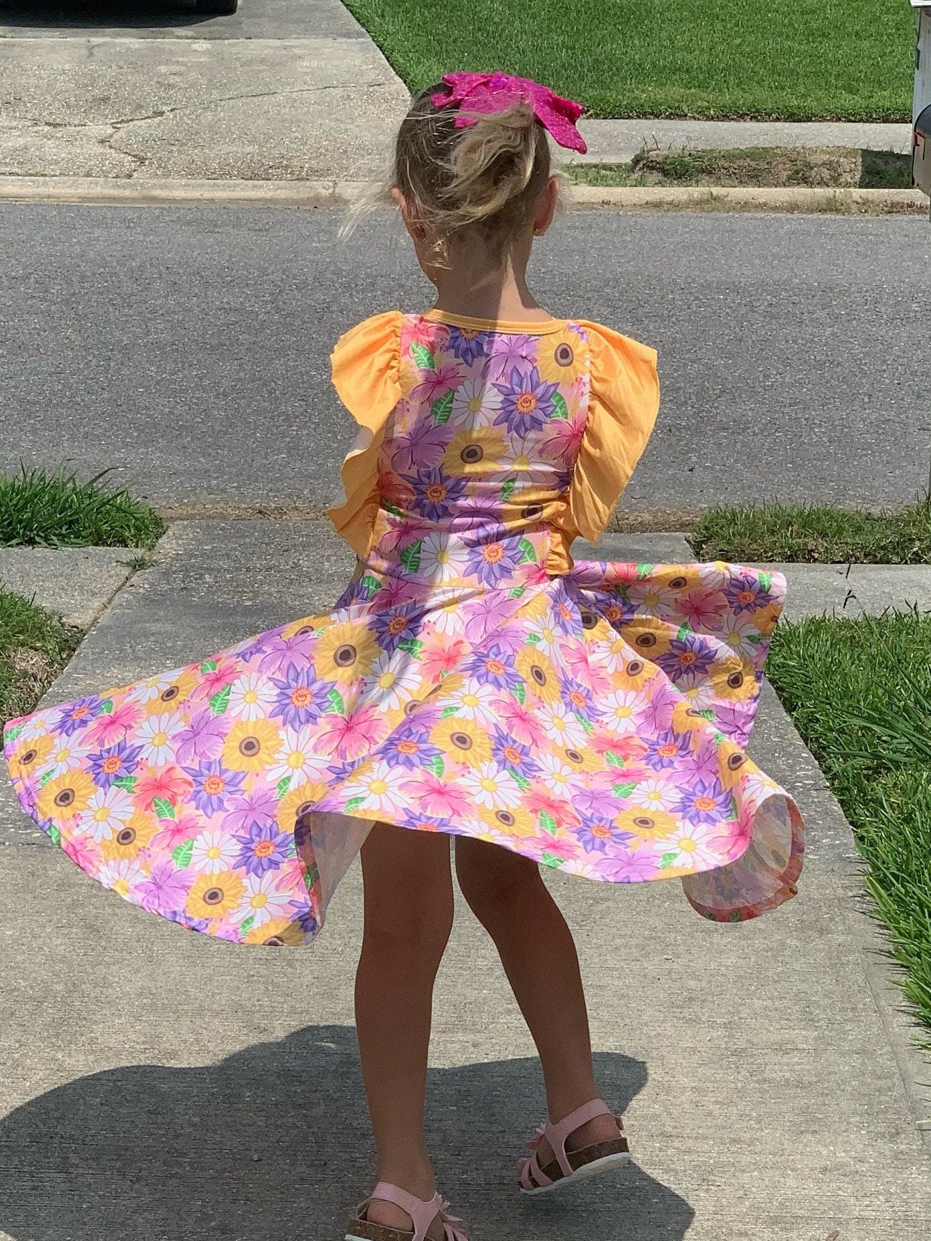 Yellow Floral Ruffle Tank