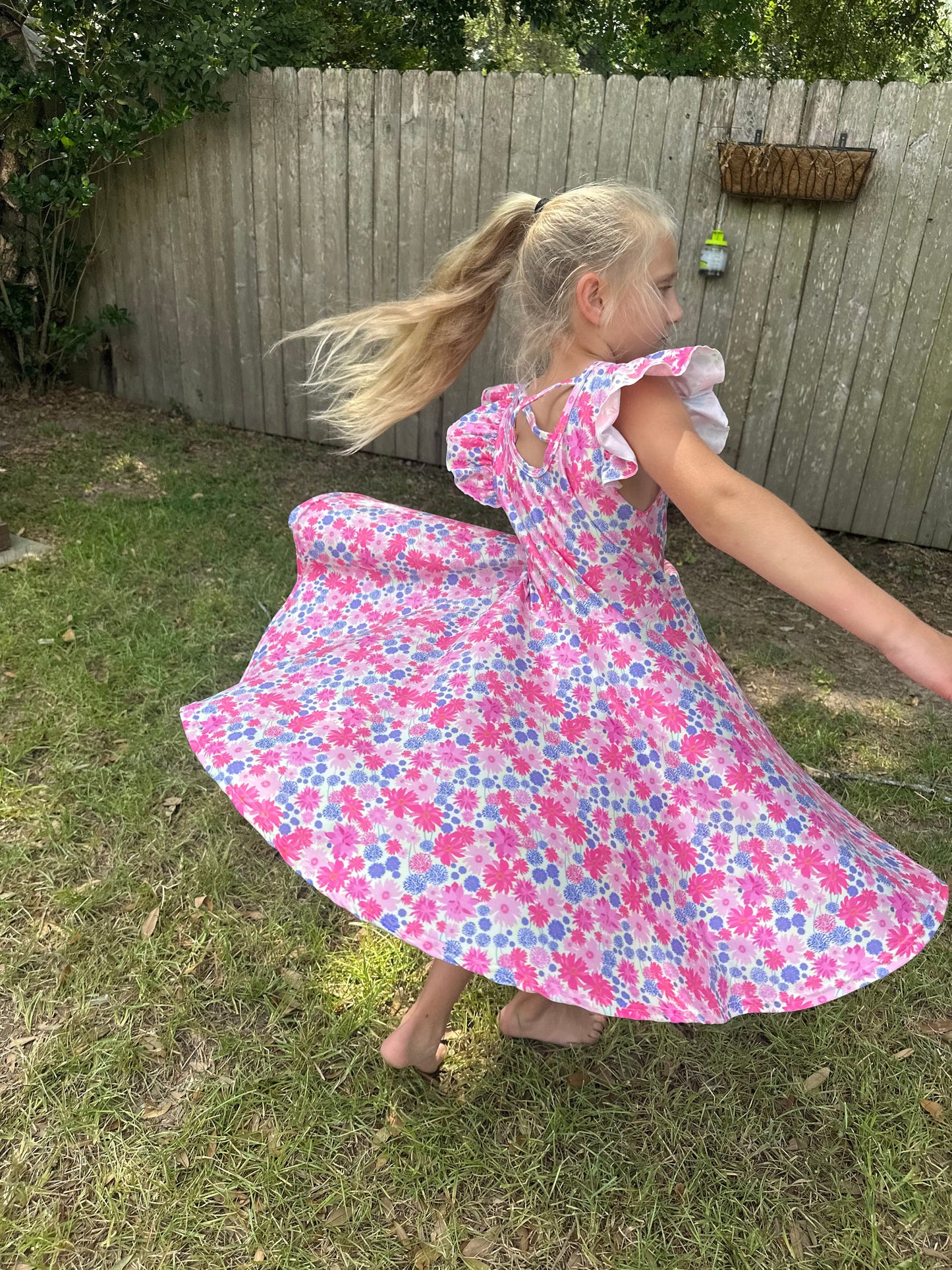 Pink Floral twirl Dress