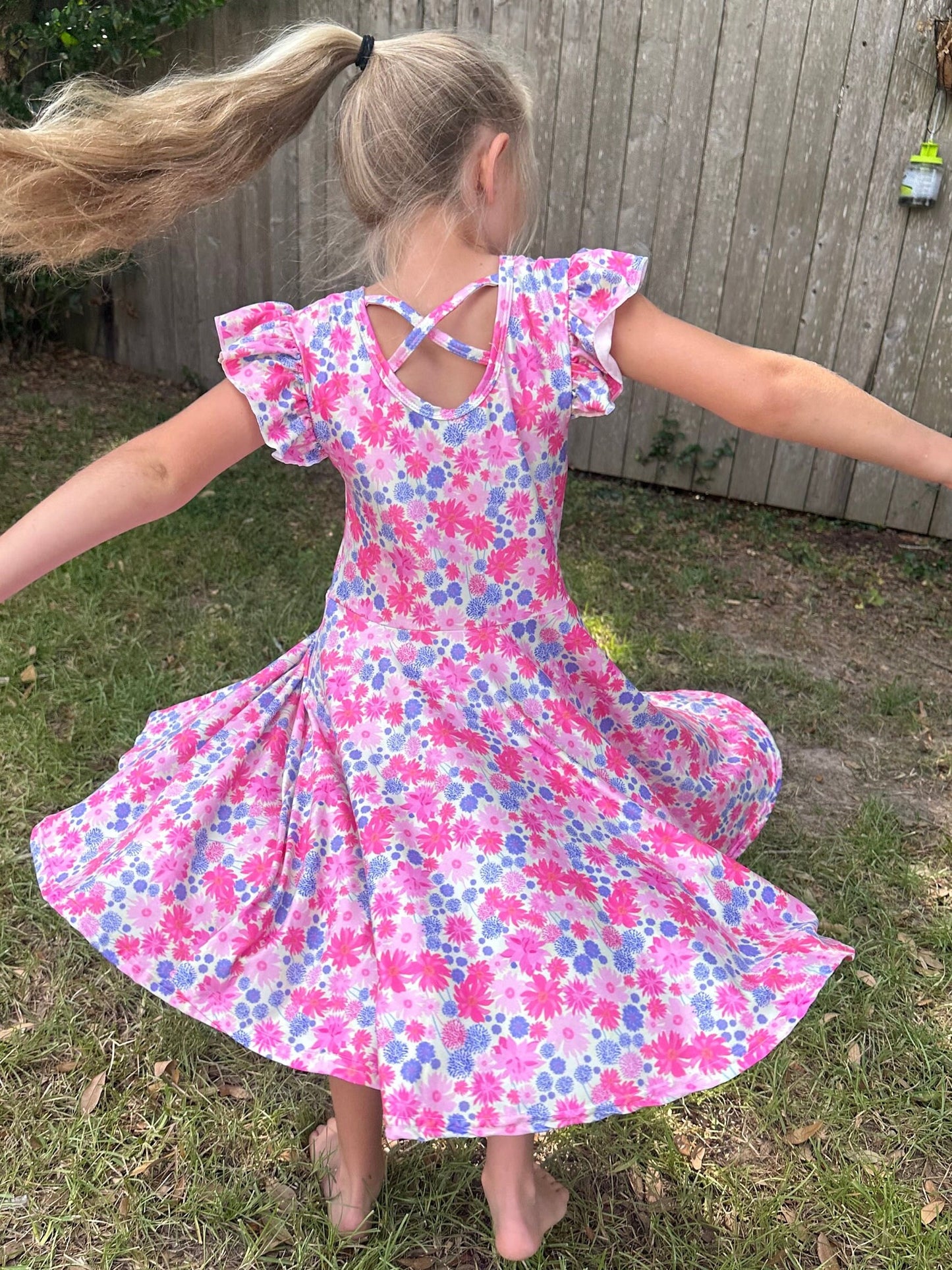 Pink Floral twirl Dress