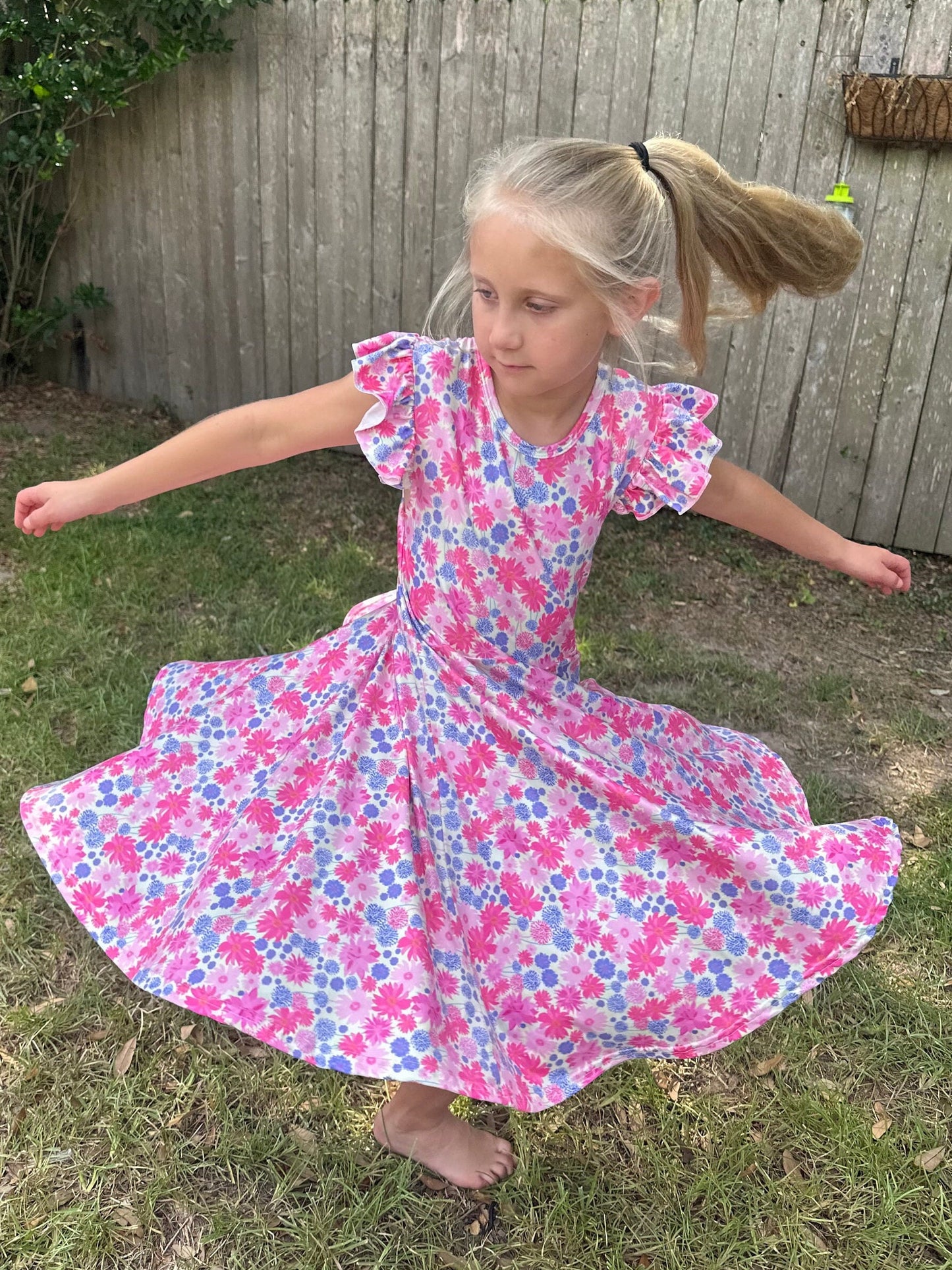 Pink Floral twirl Dress