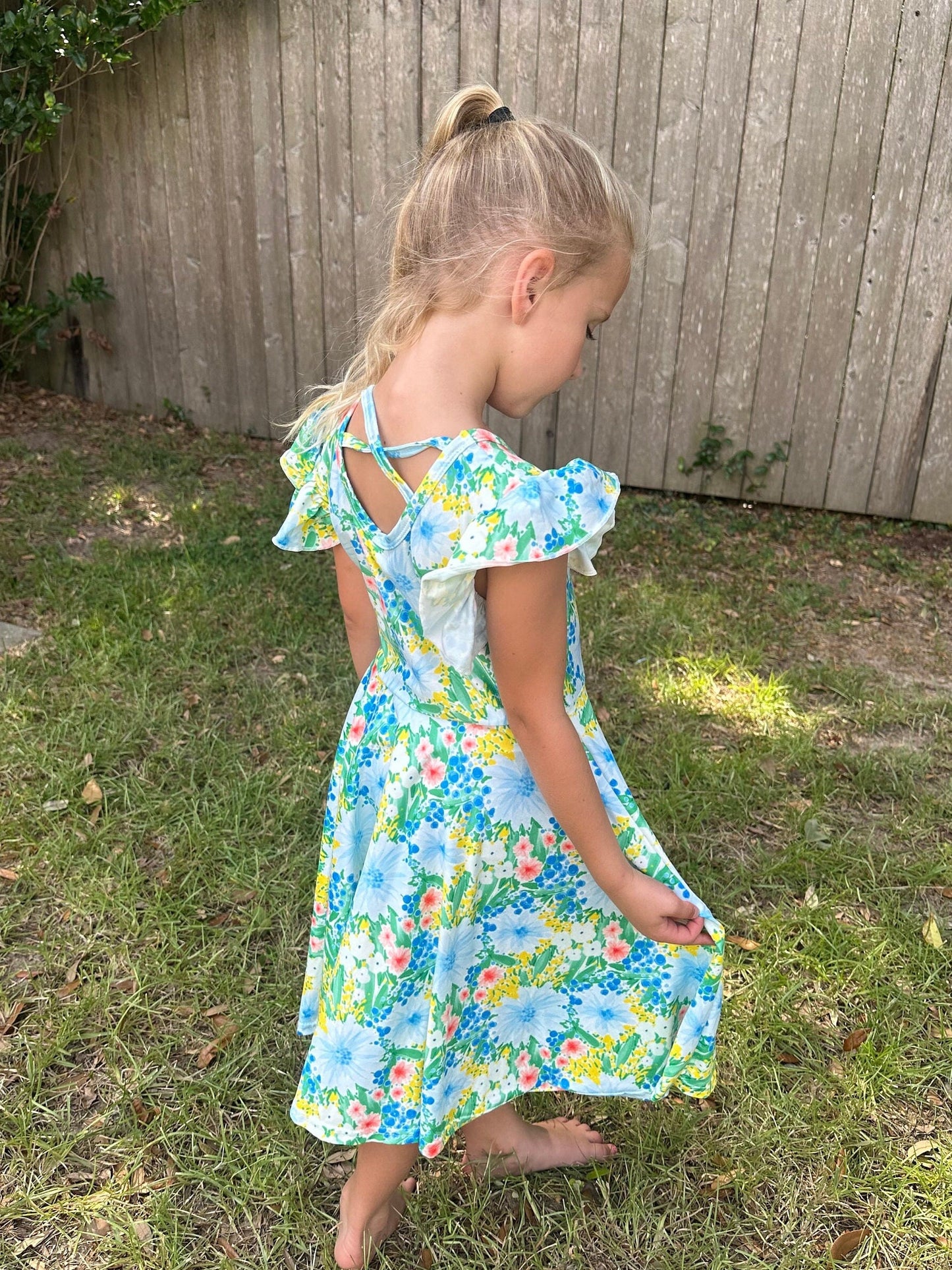 Green Floral Twirl Dress