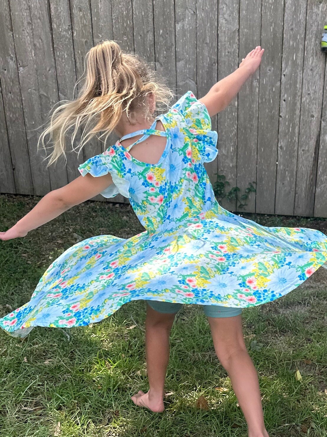 Green Floral Twirl Dress