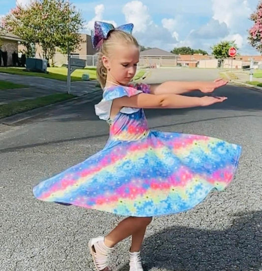 Rainbow Daisy Twirl Dress