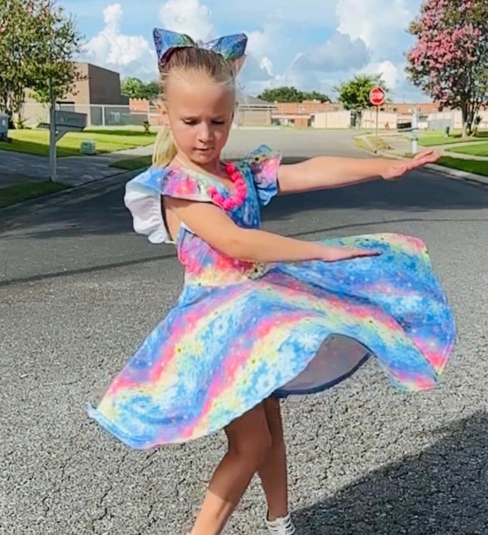 Rainbow Daisy Twirl Dress