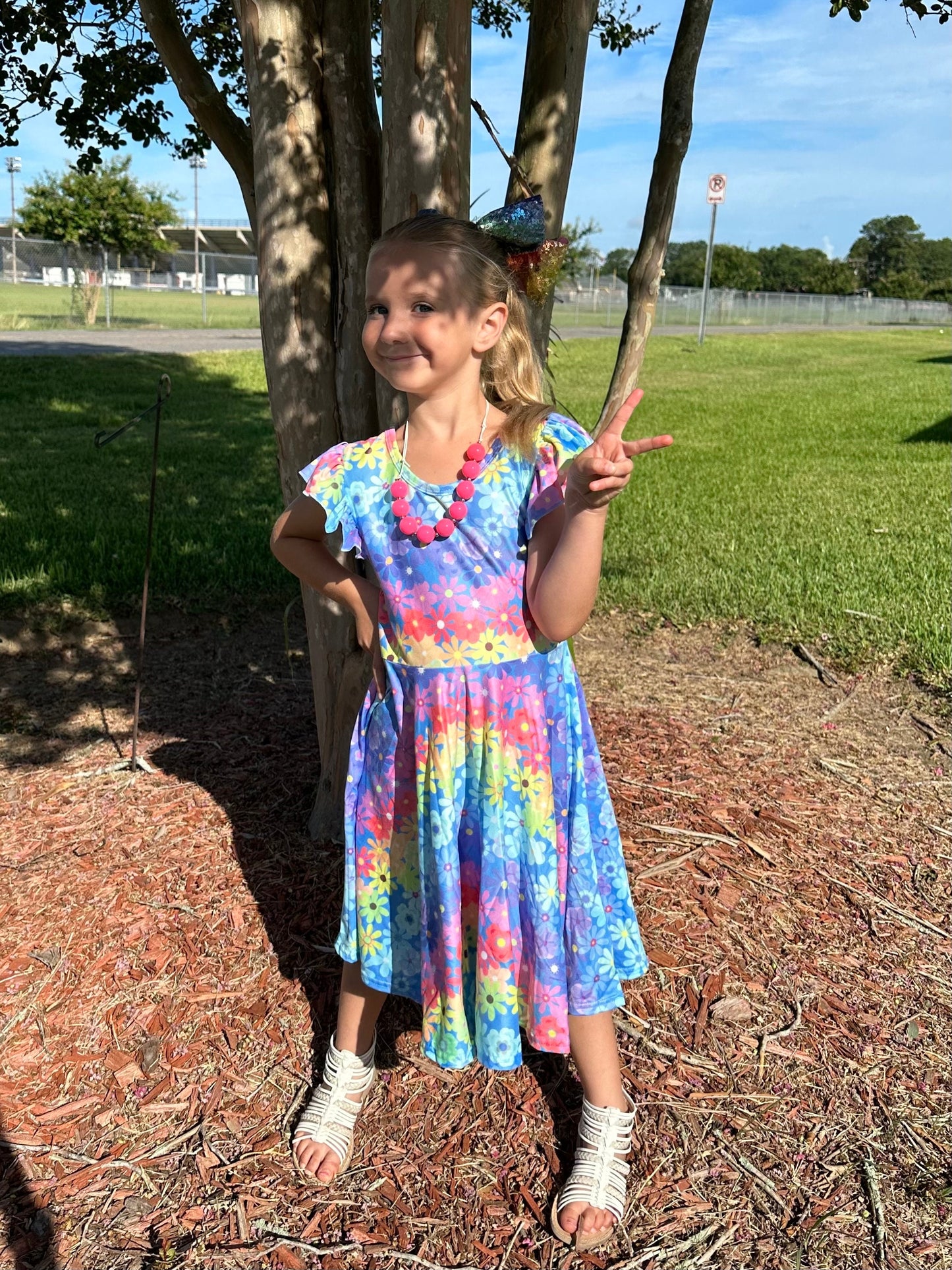 Rainbow Daisy Twirl Dress