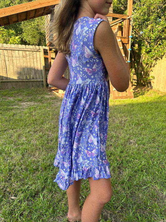 Butterfly floral high low dress