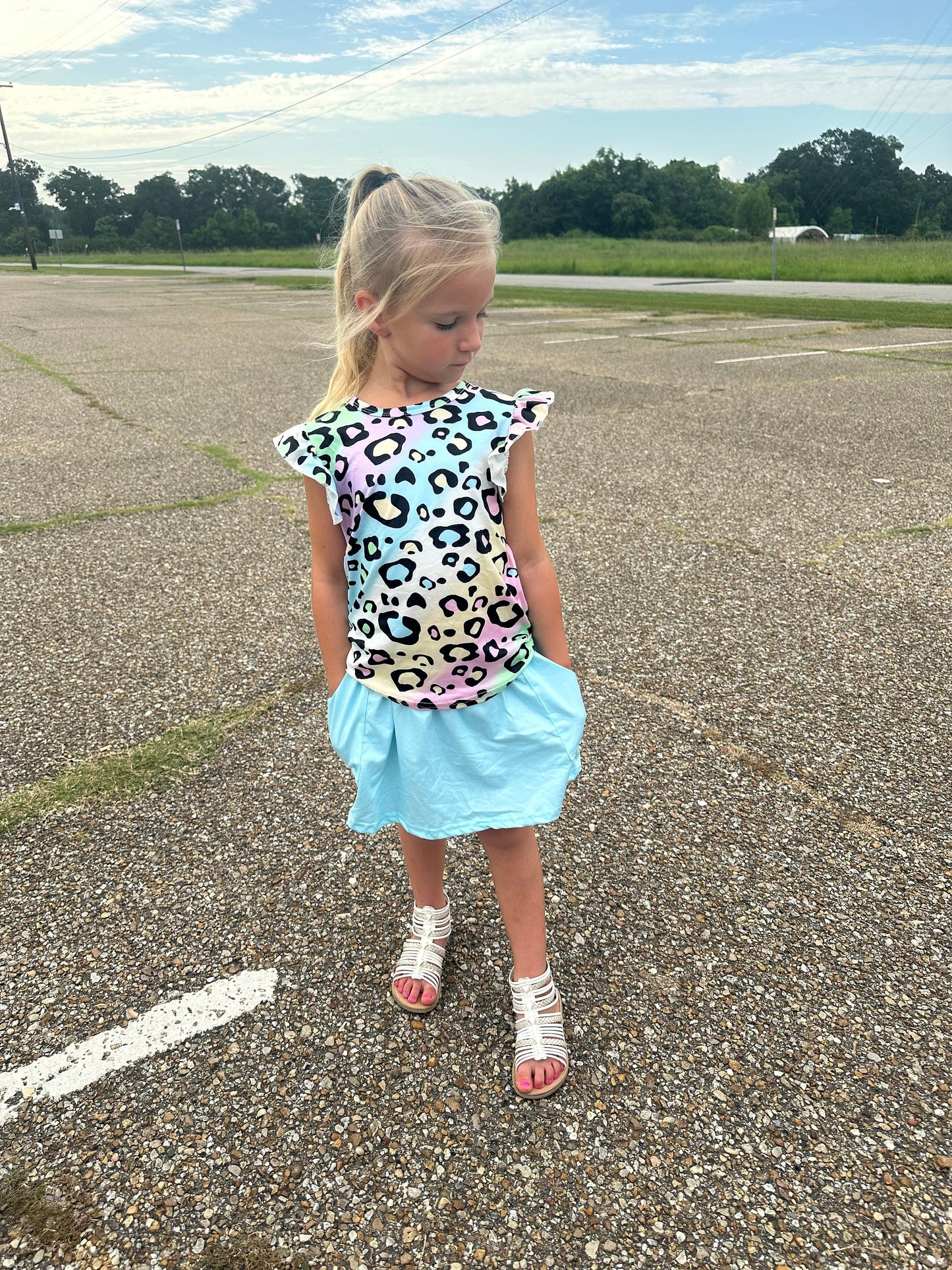 Pastel Leopard Skirt Set