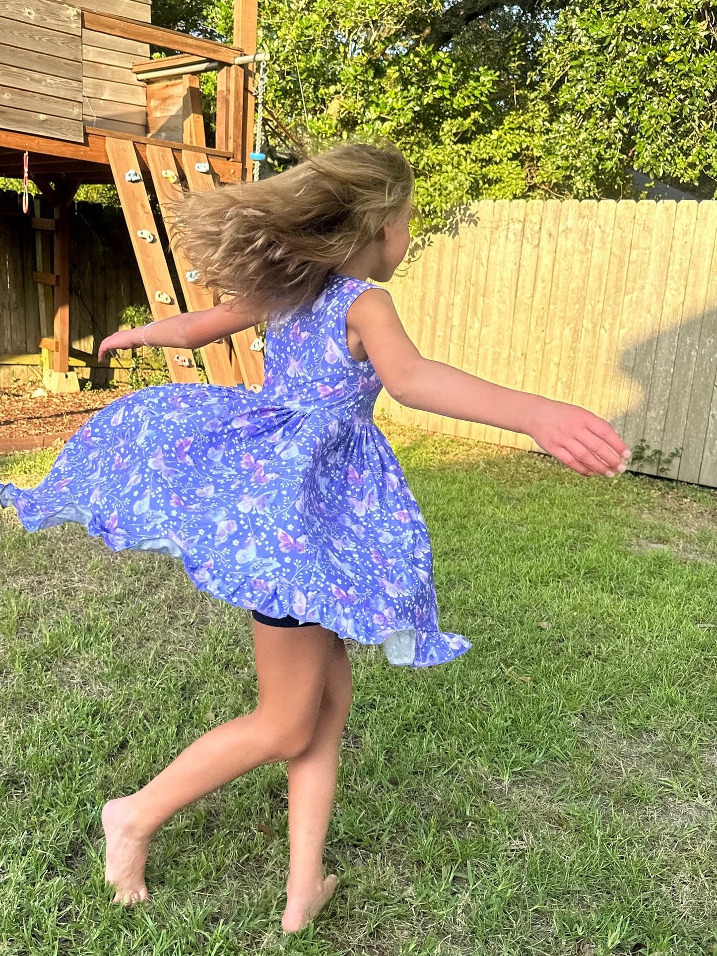 Butterfly floral high low dress