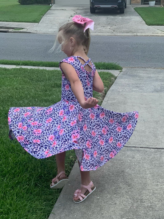 Floral Leopard Twirl Tank