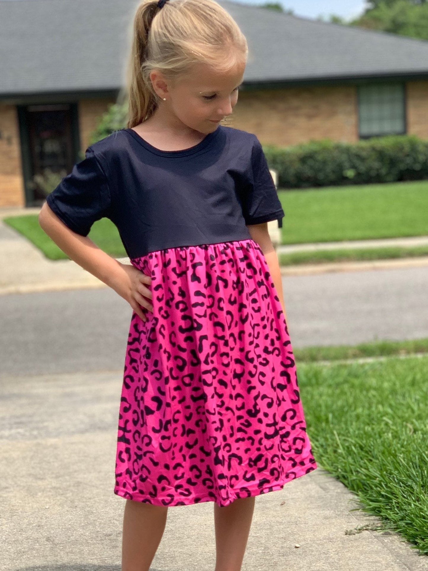 Pink Leopard Cap Dress