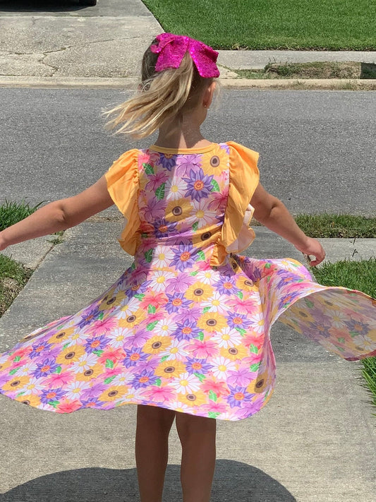 Yellow Floral Ruffle Tank