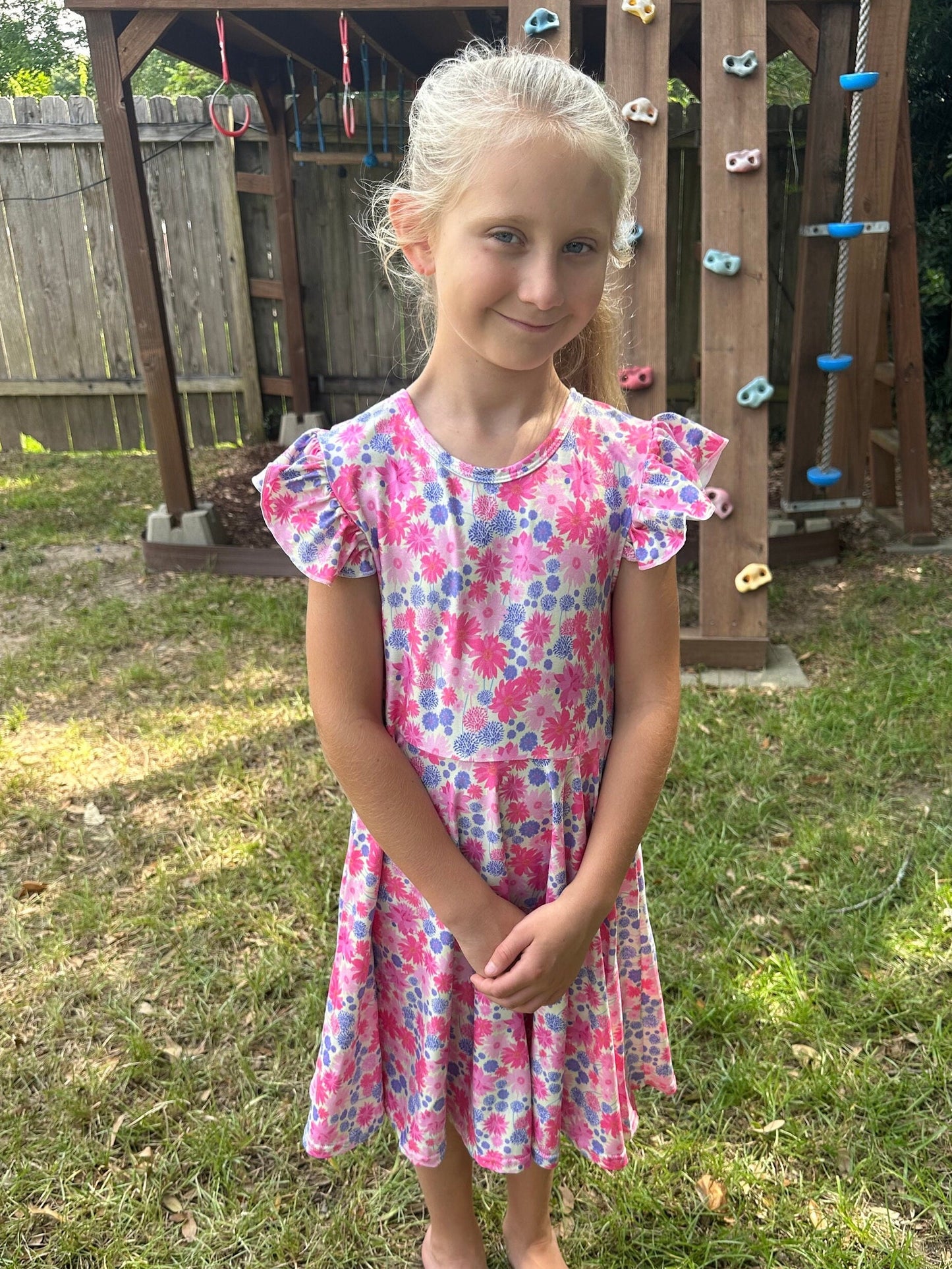 Pink Floral twirl Dress