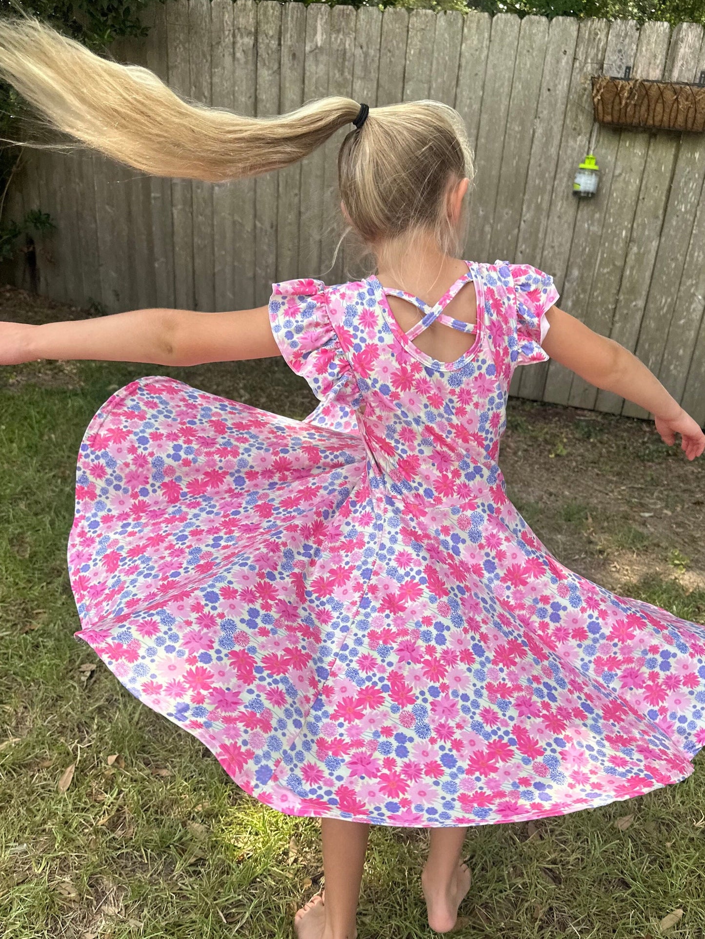 Pink Floral twirl Dress