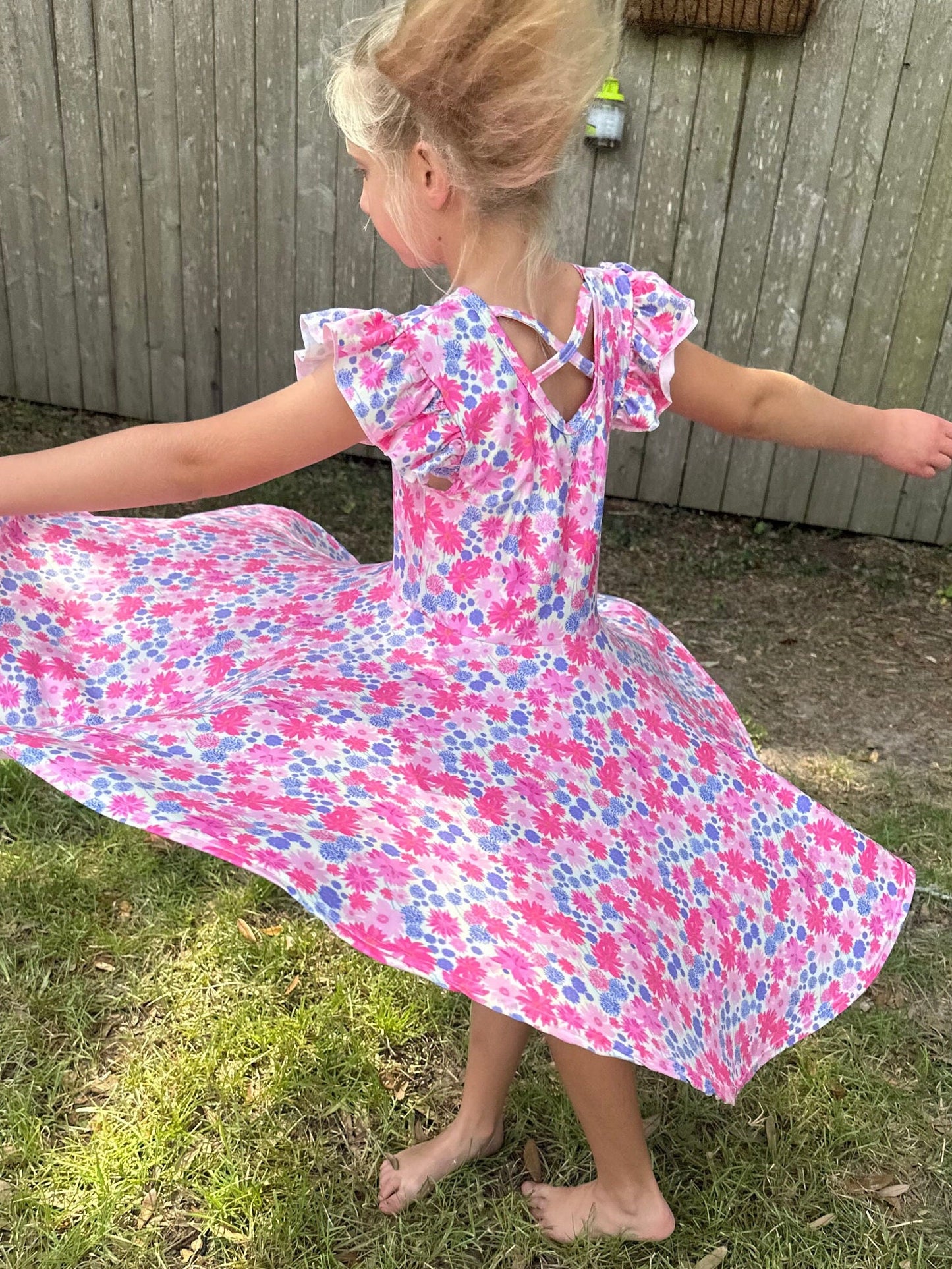 Pink Floral twirl Dress
