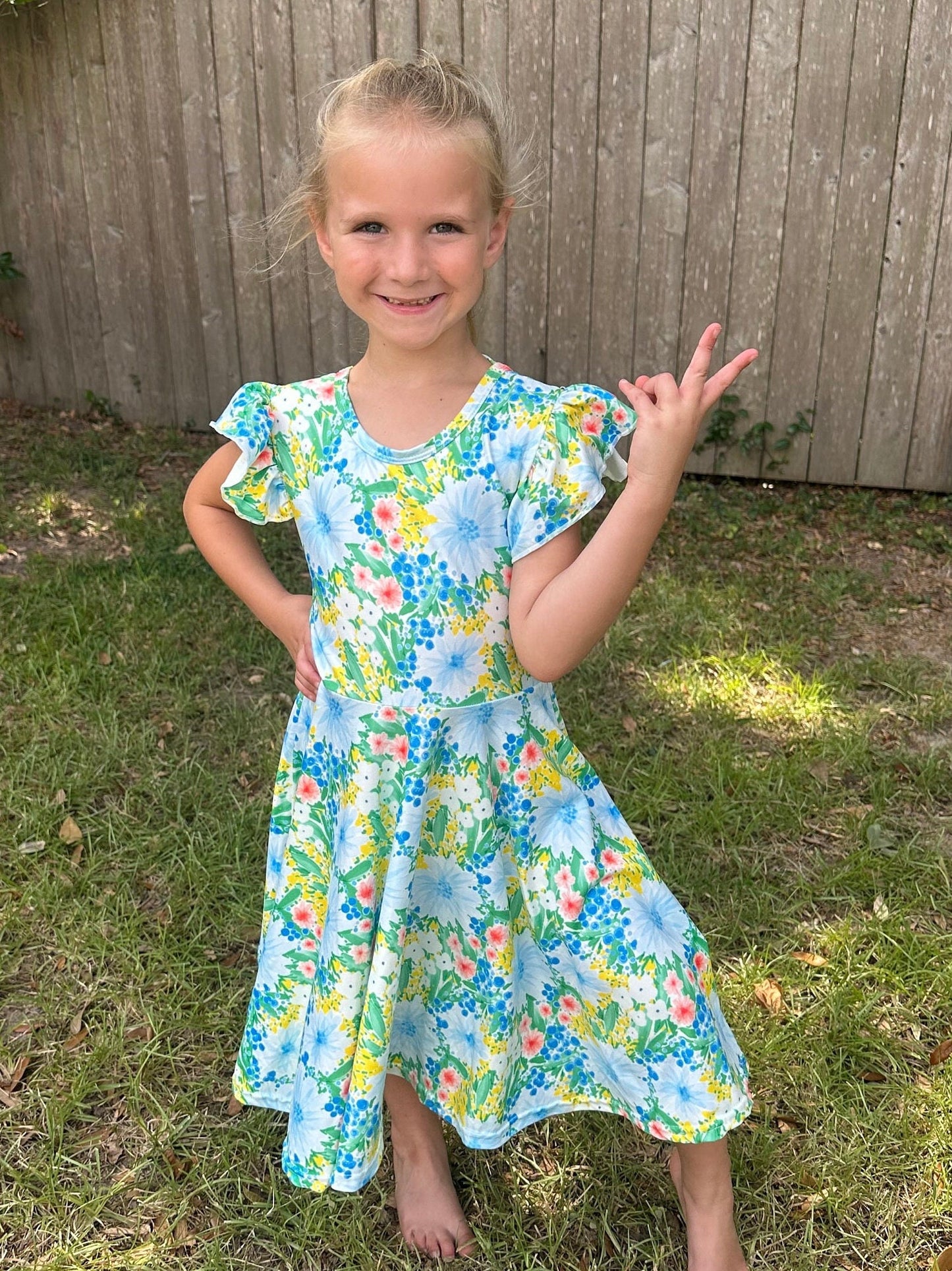 Green Floral Twirl Dress