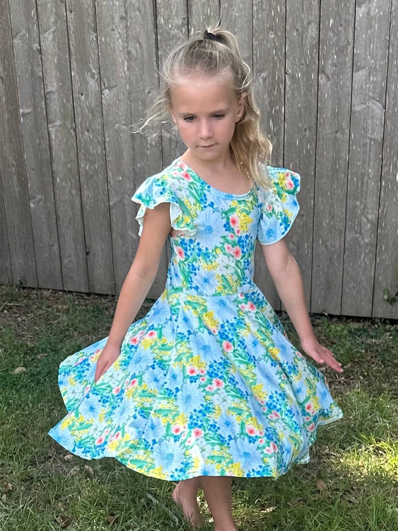 Green Floral Twirl Dress