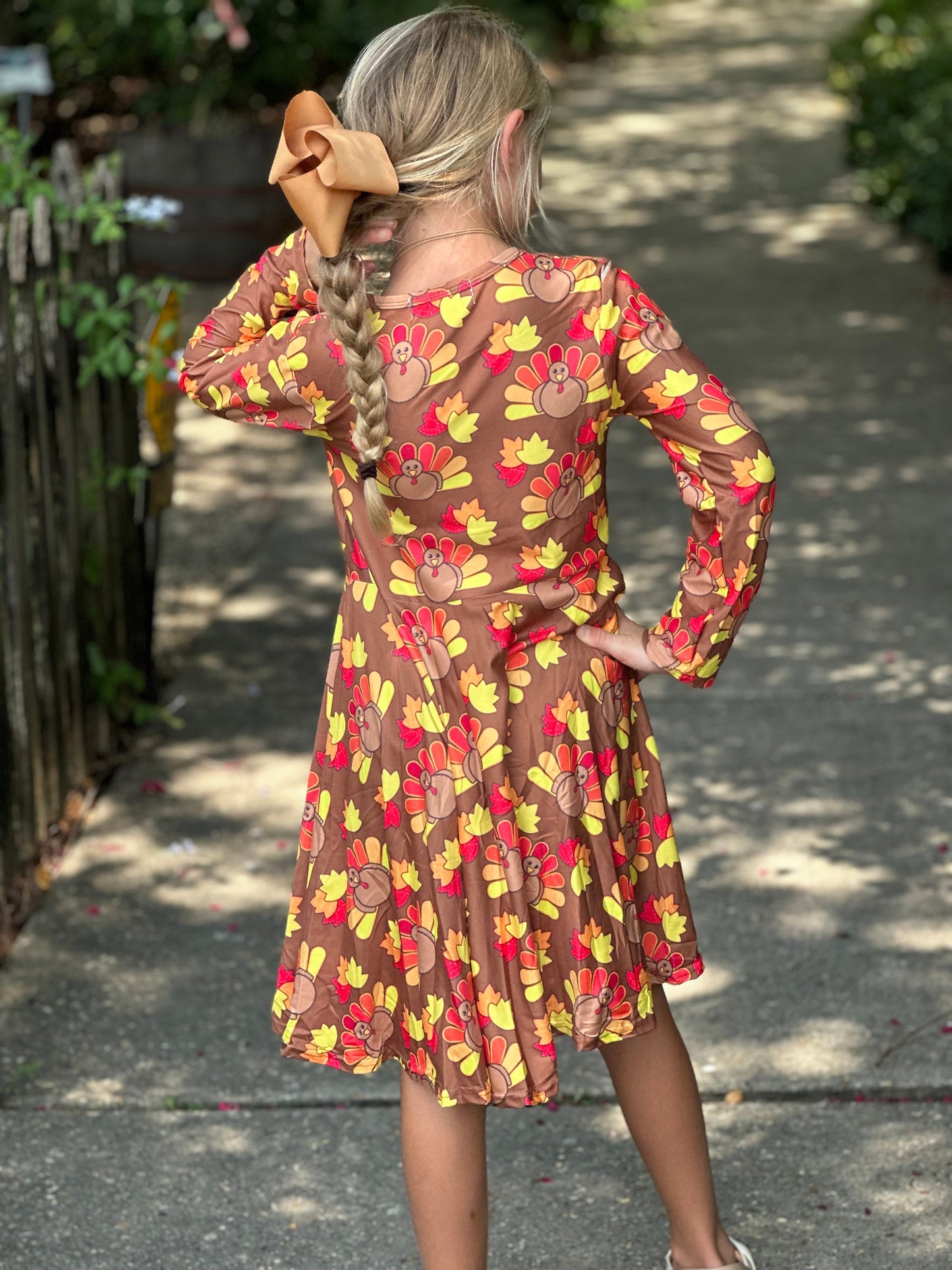 Long sleeve Turkey twirl dress