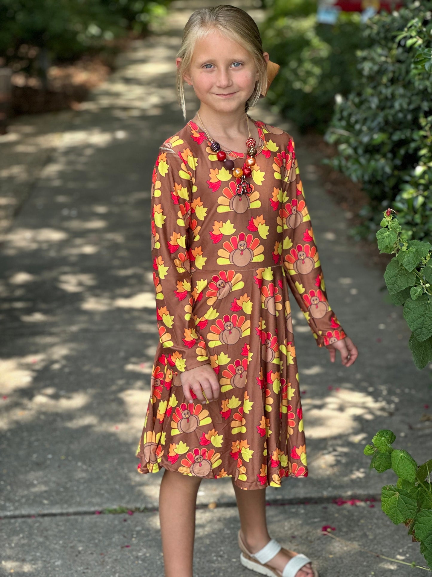 Long sleeve Turkey twirl dress