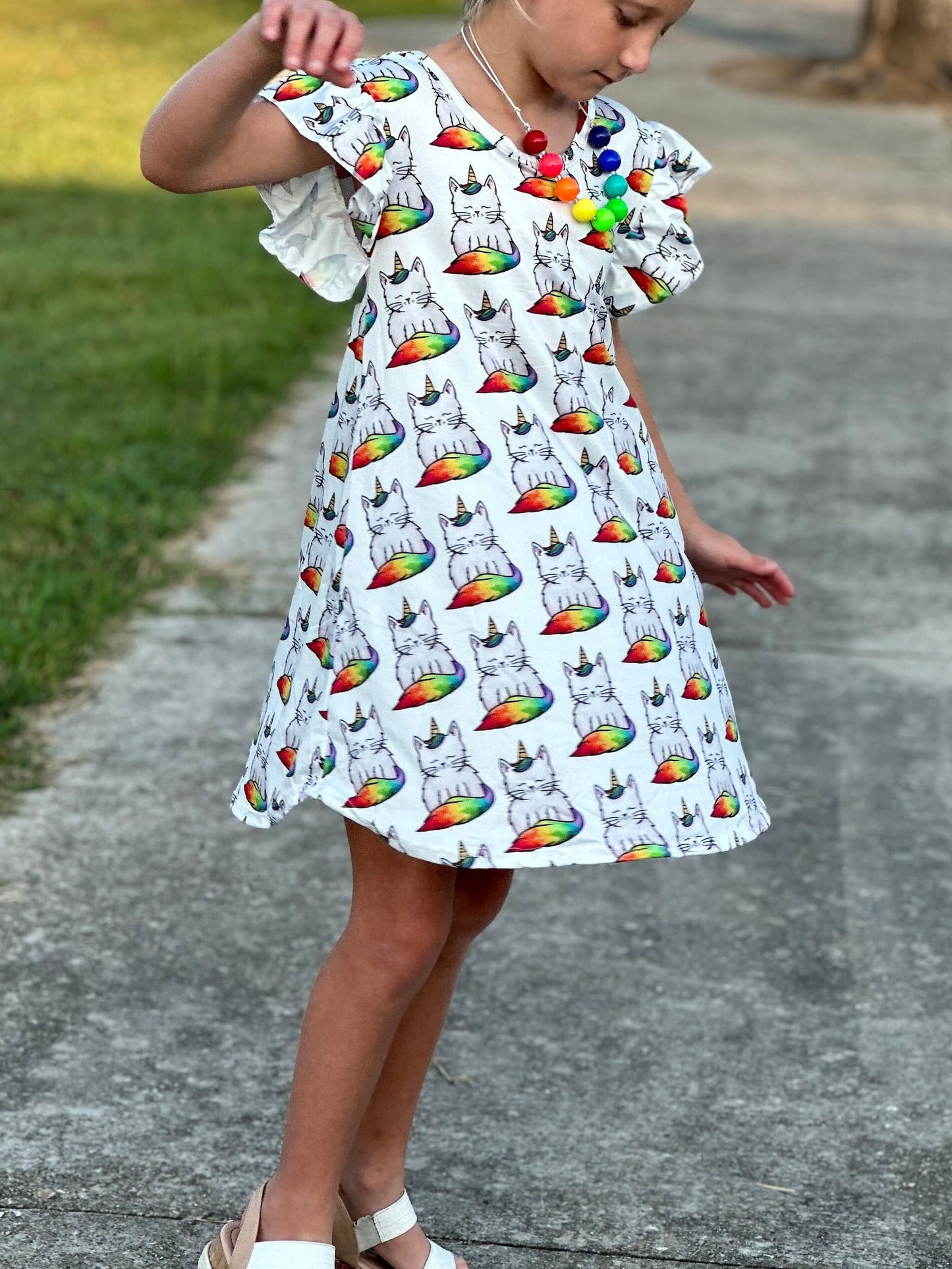 Rainbow Caticorn swing dress