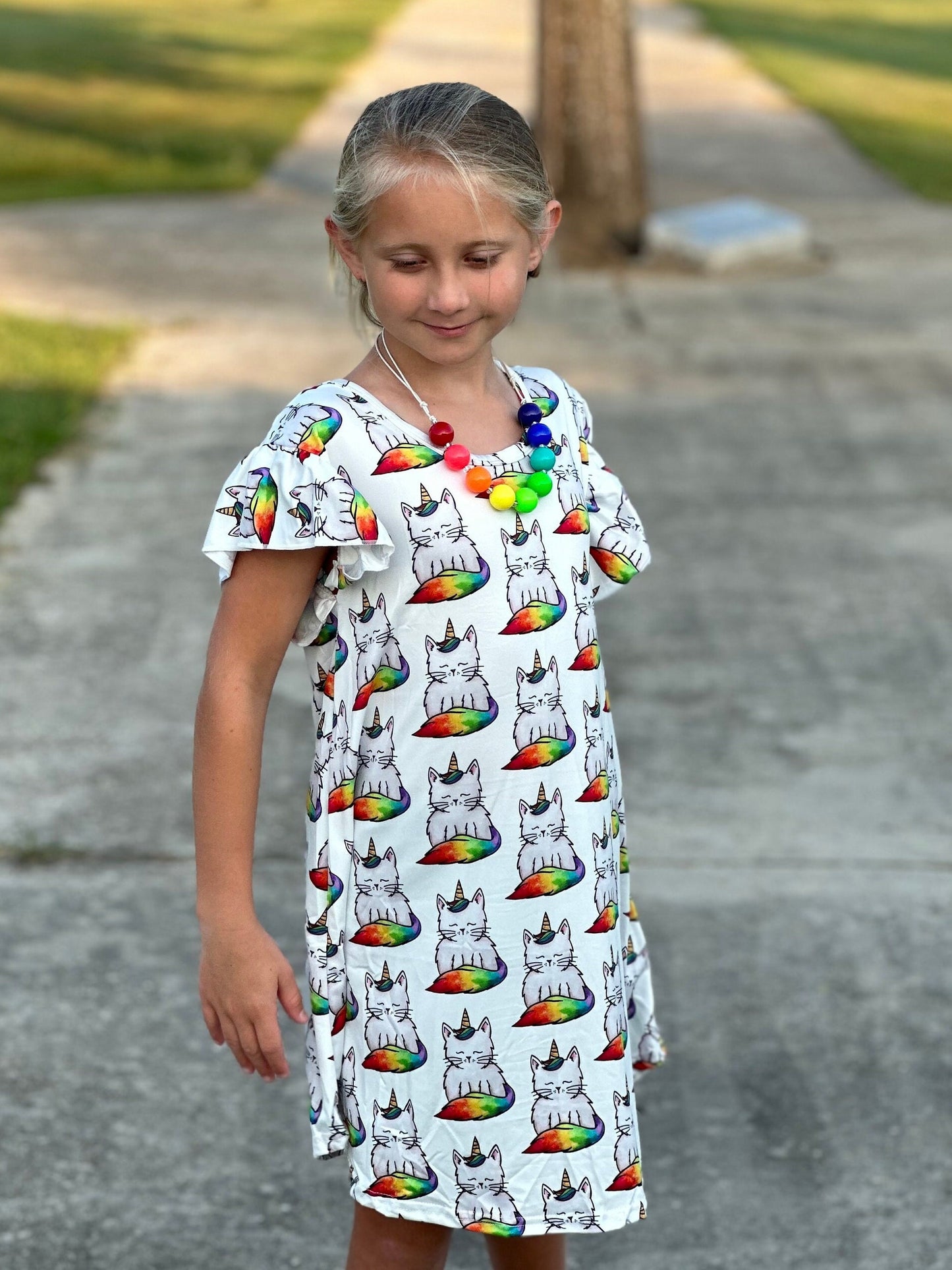 Rainbow Caticorn swing dress