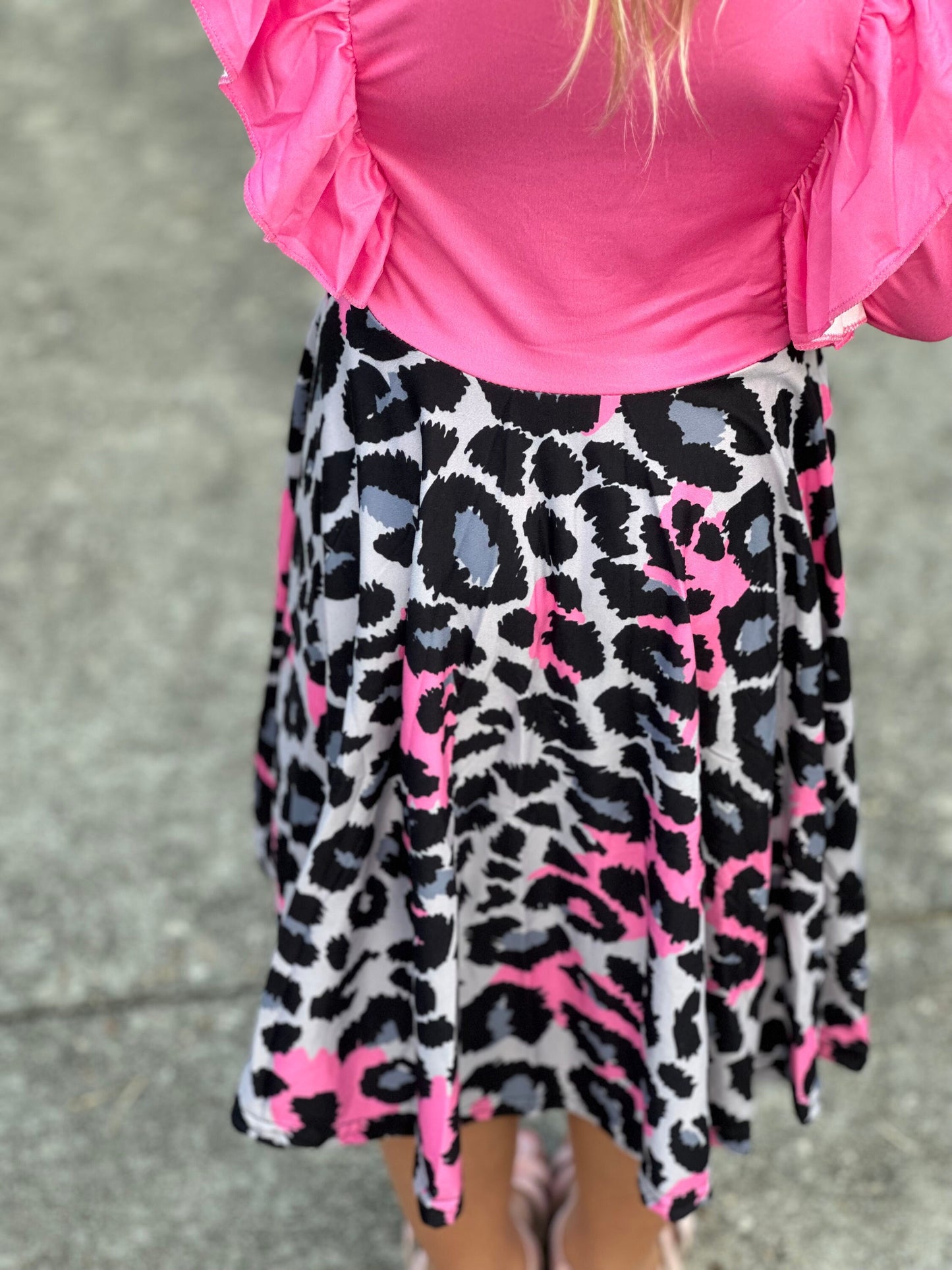 Pink Leopard Ruffle Dress
