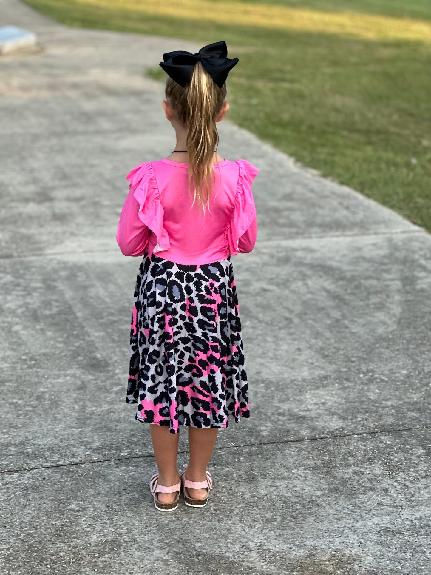 Pink Leopard Ruffle Dress