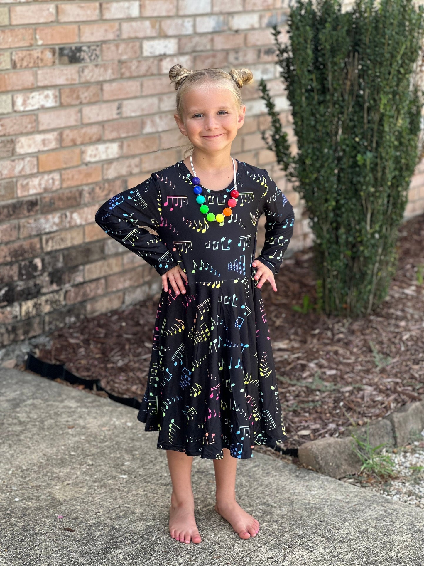 Rainbow music notes twirl dress