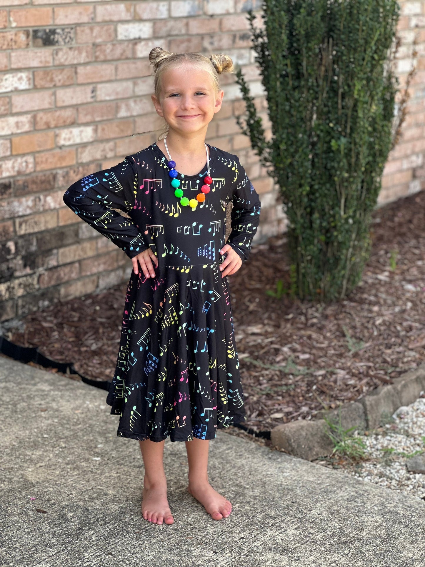 Rainbow music notes twirl dress