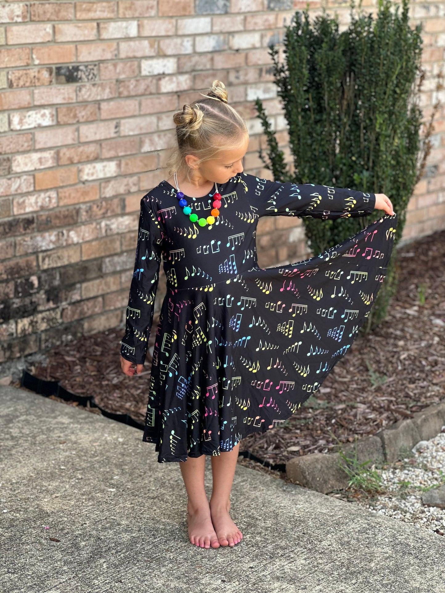 Rainbow music notes twirl dress